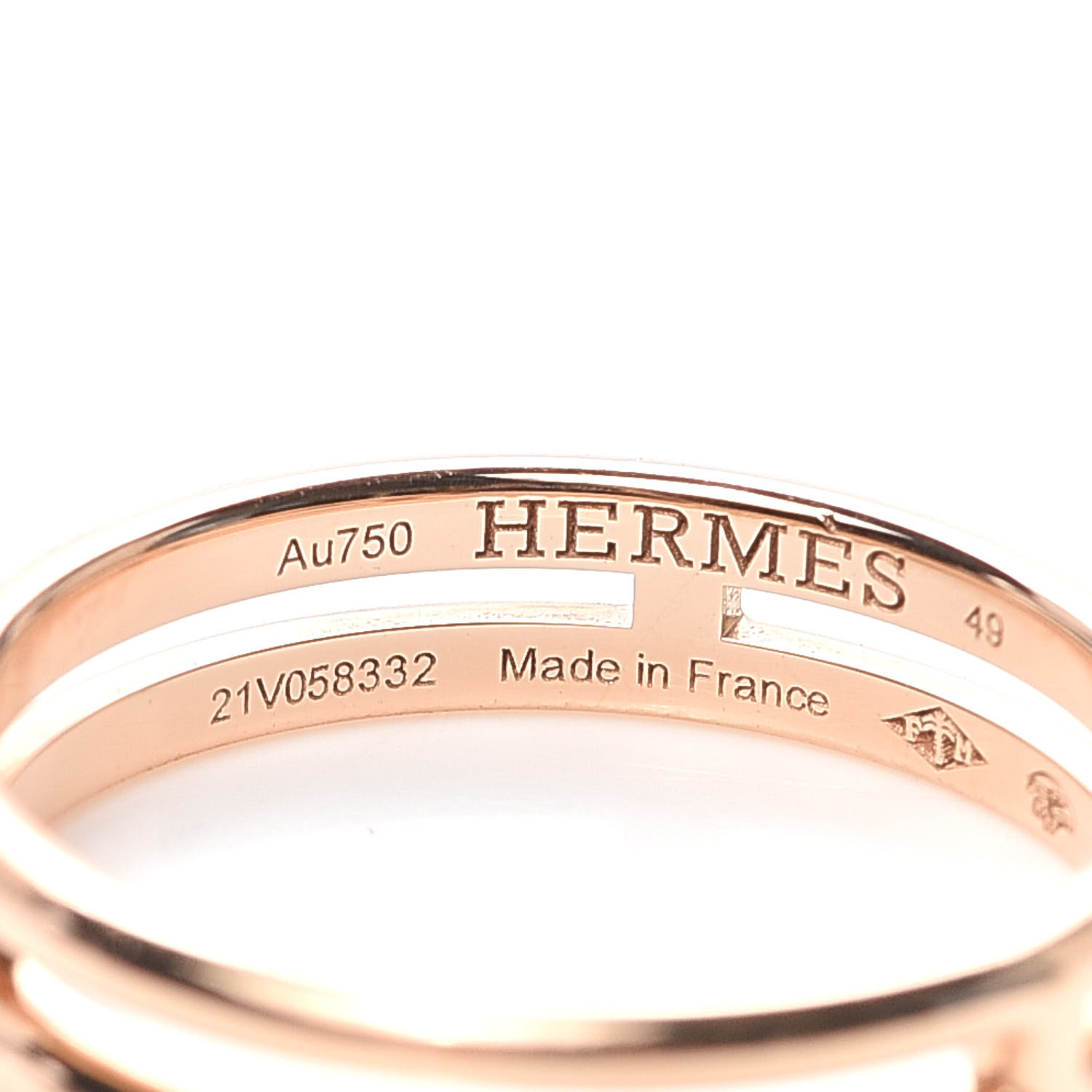 HERMES 18K Rose Gold Ariane Wedding Band Ring 49 4.75 792506 | FASHIONPHILE