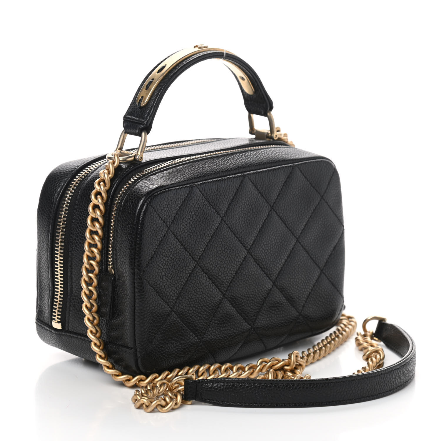 CHANEL Caviar Quilted Mini Carry Around Bowling Bag Black 795225 ...