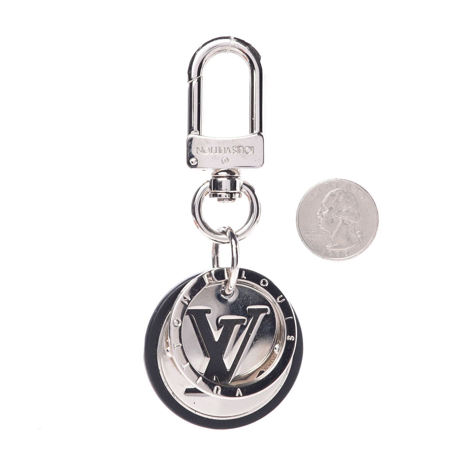 LOUIS VUITTON LV Circle Bag Charm Key Holder Silver 375183