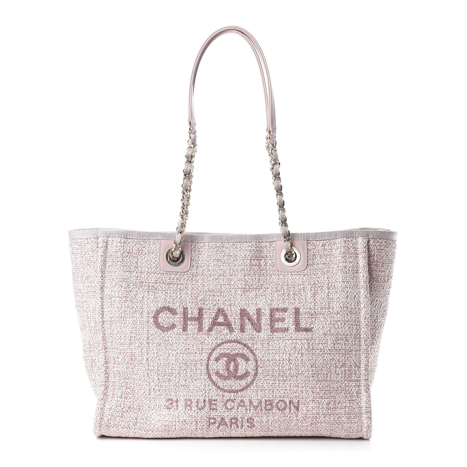 chanel straw lurex large deauville tote pink