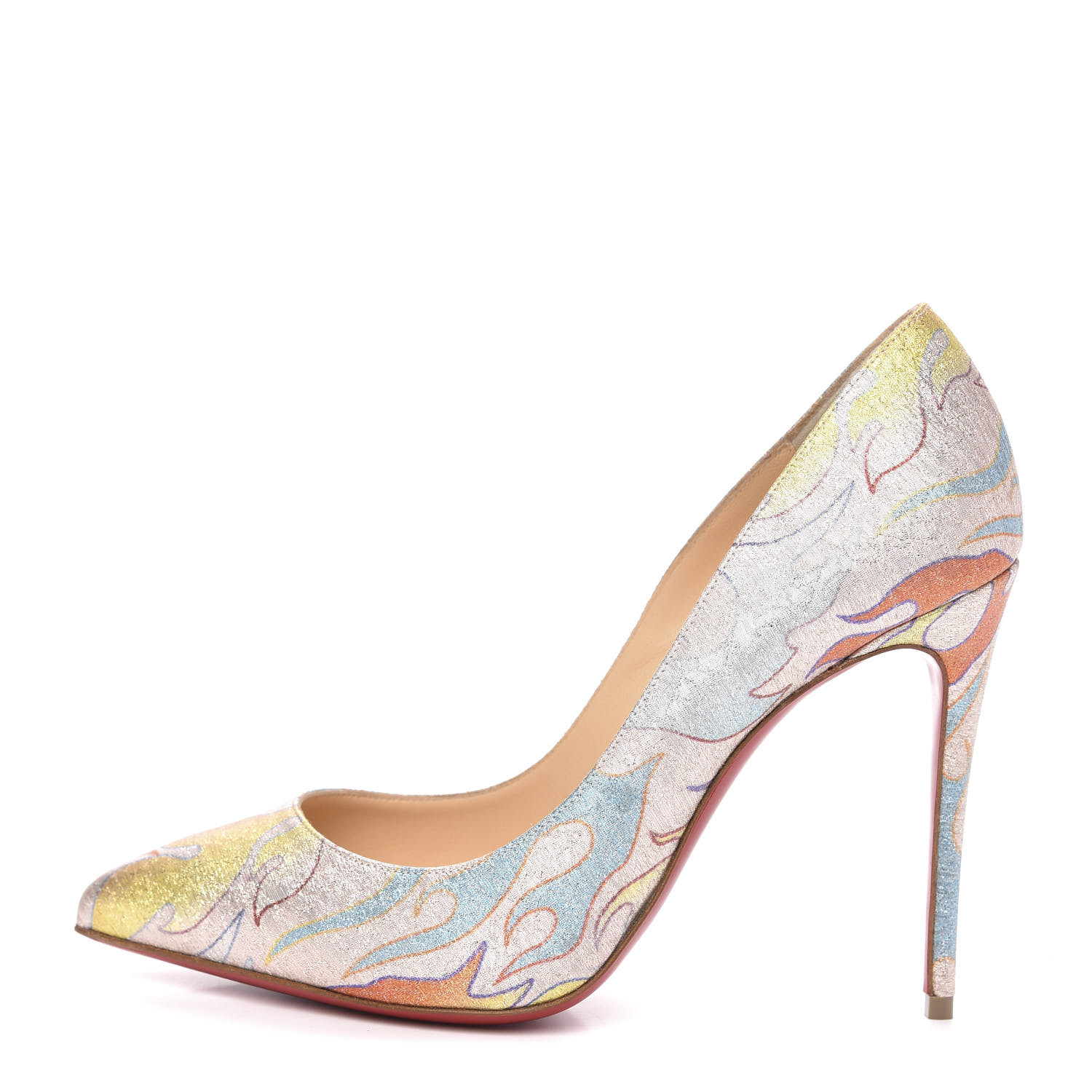 CHRISTIAN LOUBOUTIN Metallic Lurex Printed Pigalle Follies 100 36.5 Multicolor | FASHIONPHILE