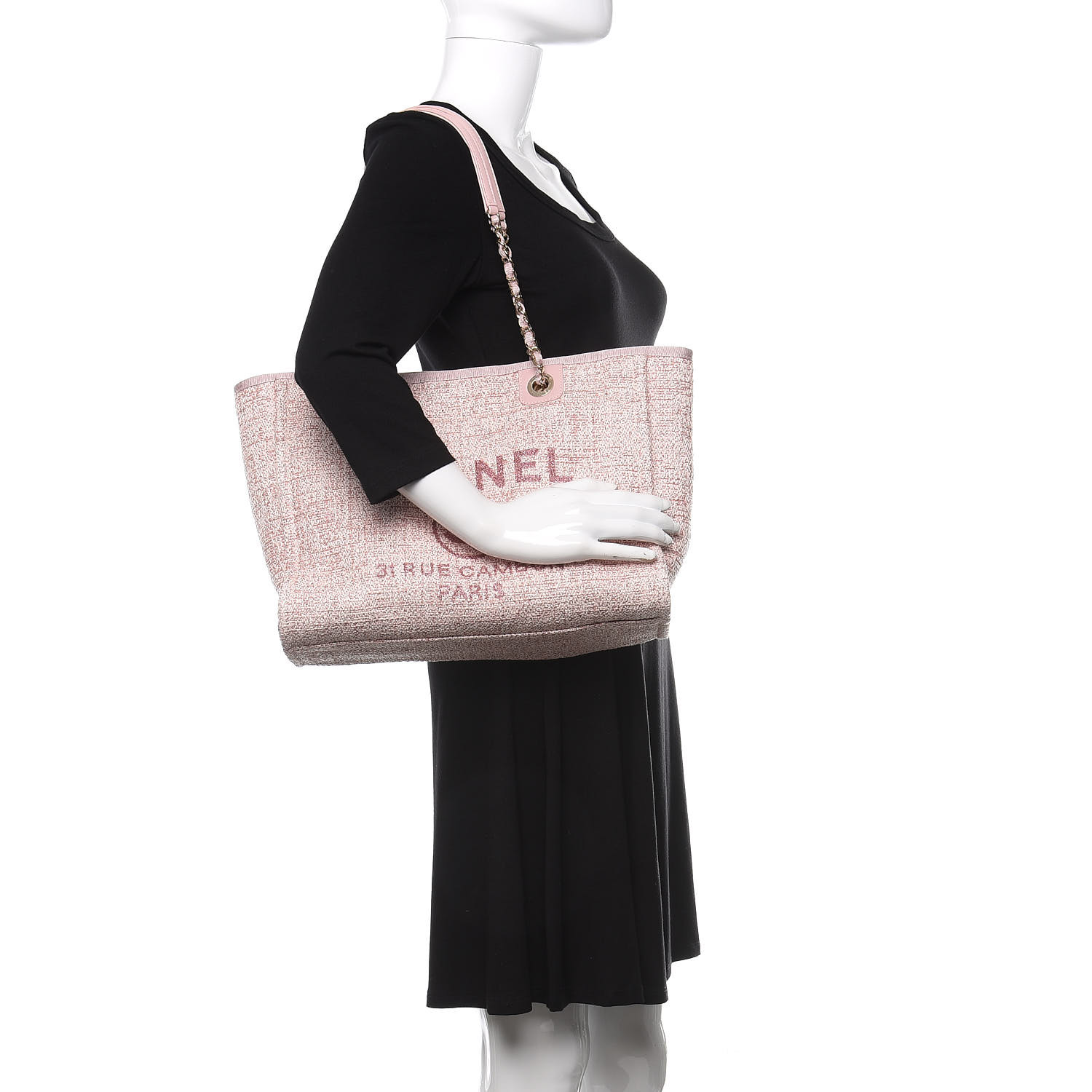 chanel straw lurex large deauville tote pink