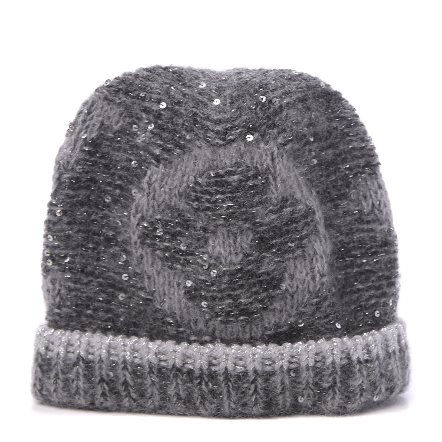 LOUIS VUITTON Wool Bonnet Petit Damier Beanie Hat Grey 624960