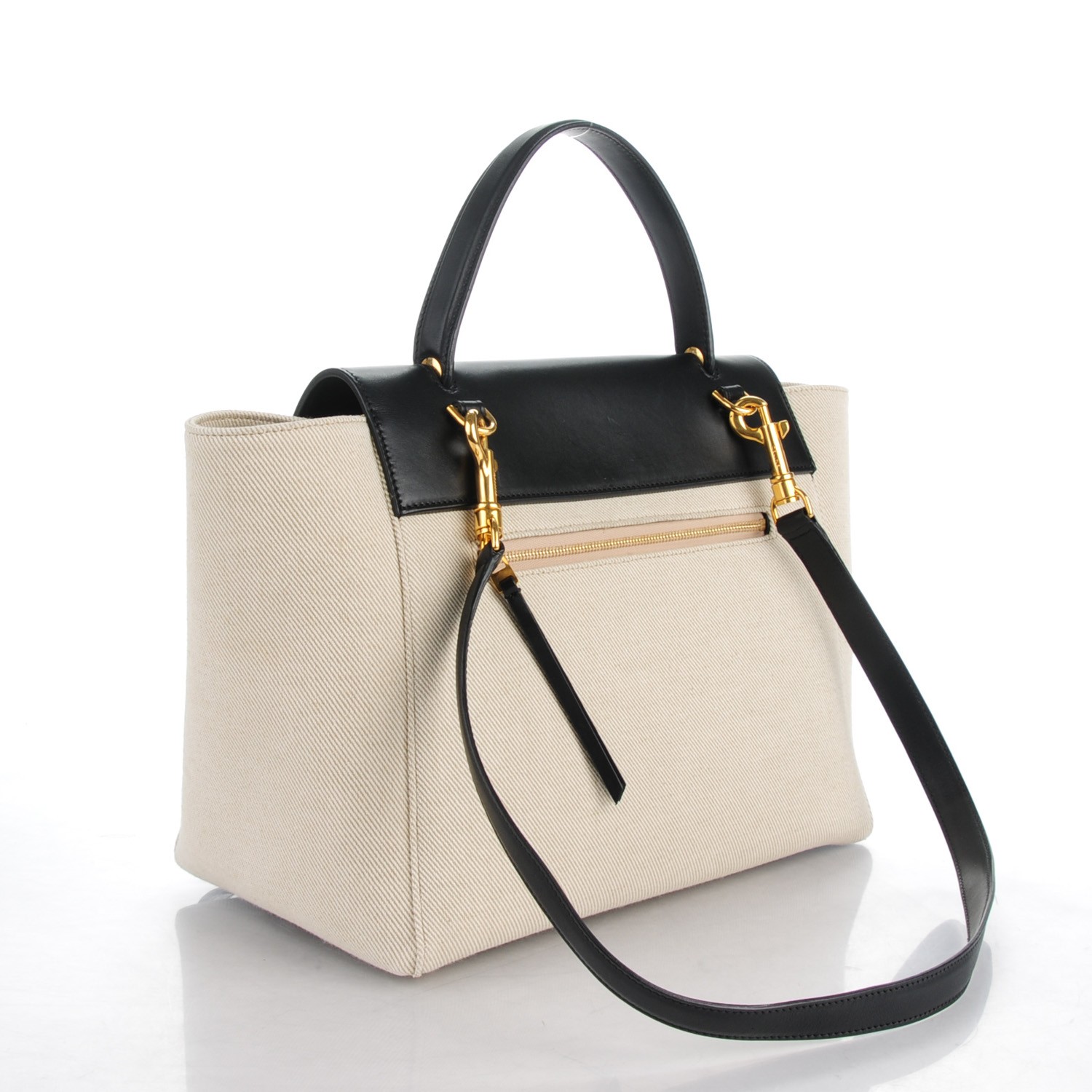 CELINE Cotton Canvas Calfskin Mini Belt Bag Black 149503