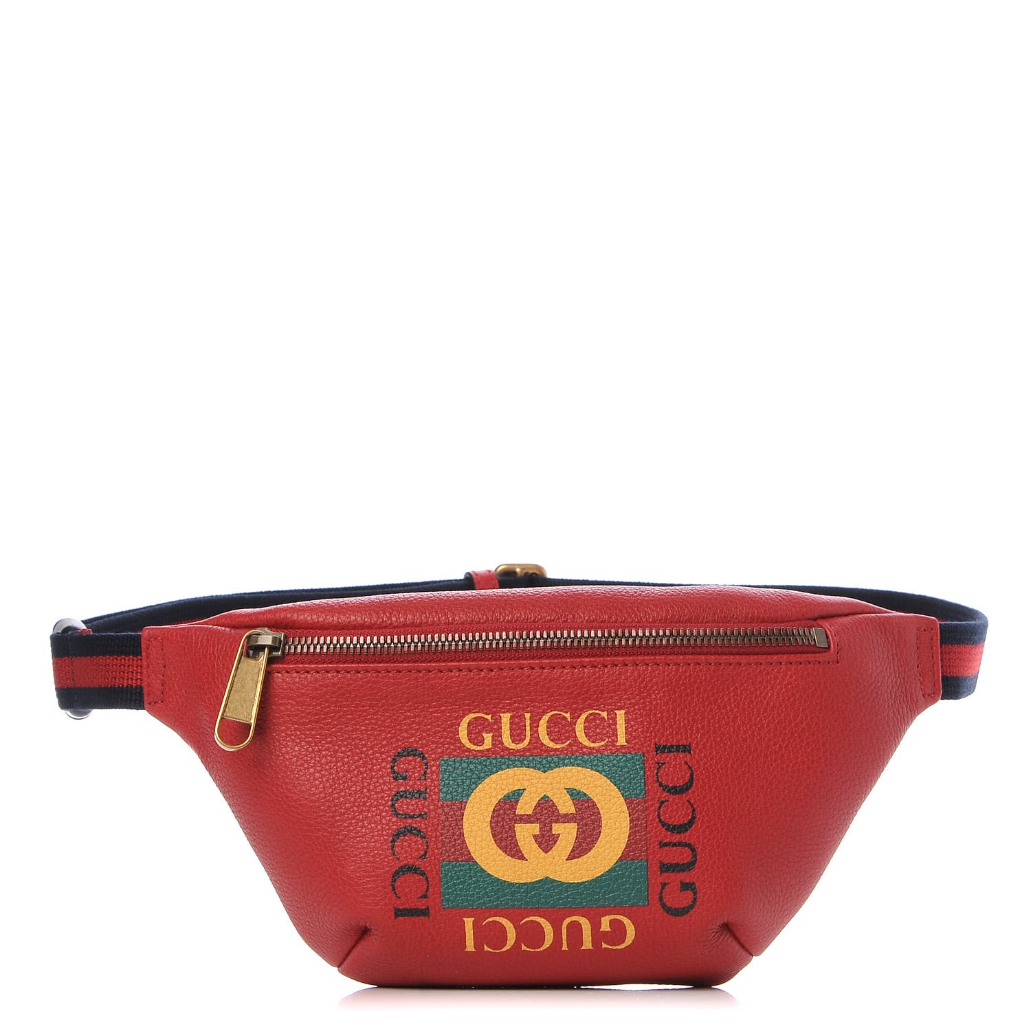 GUCCI Grained Calfskin Small Gucci Print Belt Bag Red 290498