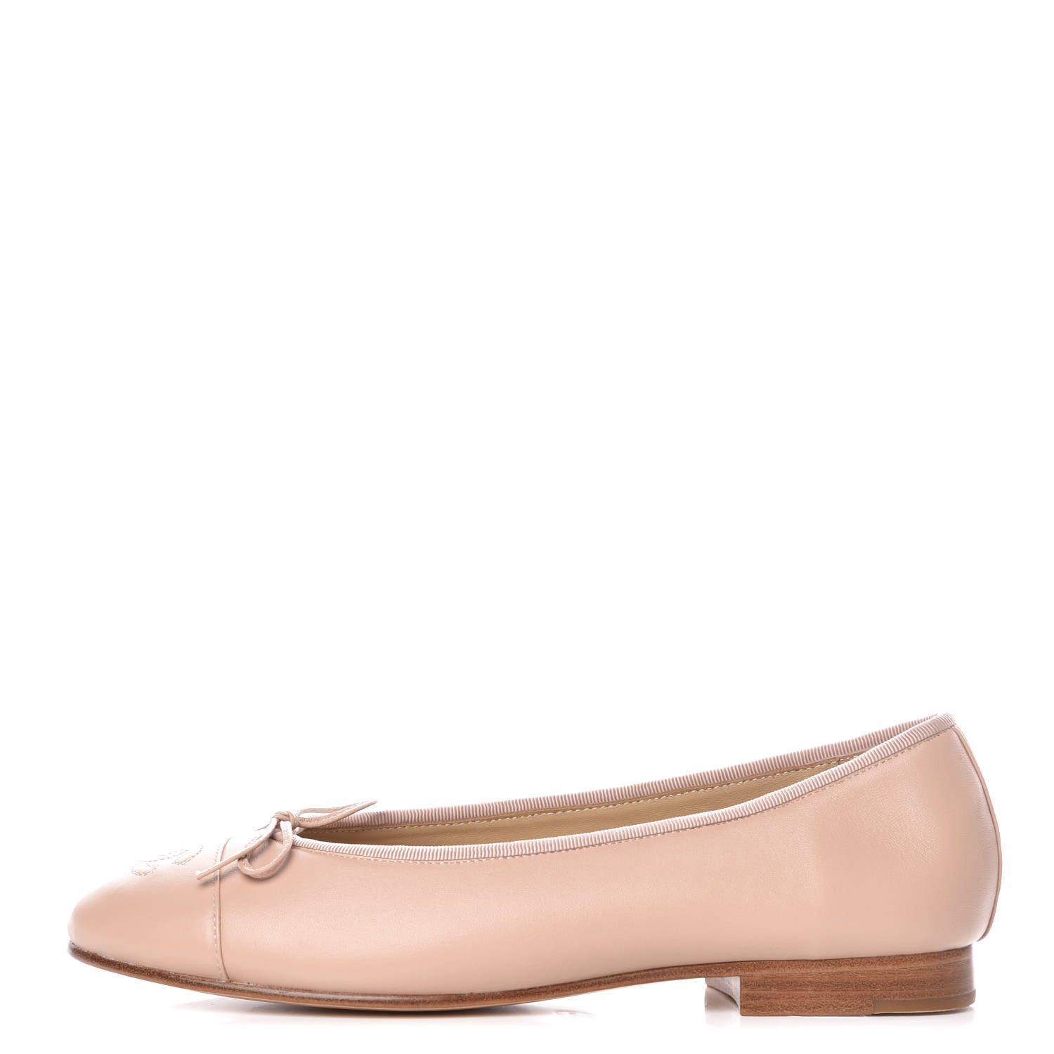 CHANEL Calfskin Cap Toe CC Ballerina Flats 39 Light Pink 370643