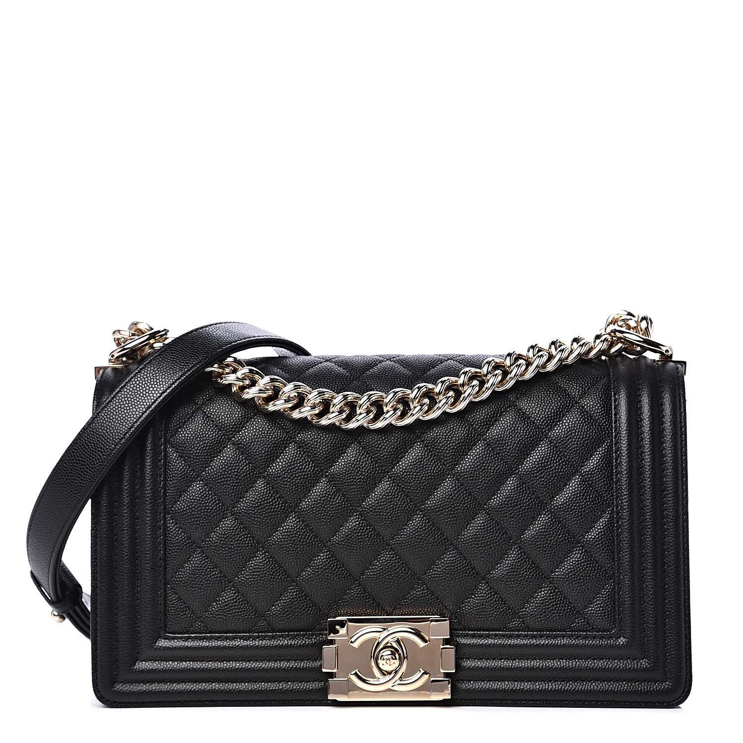 chanel black caviar medium flap