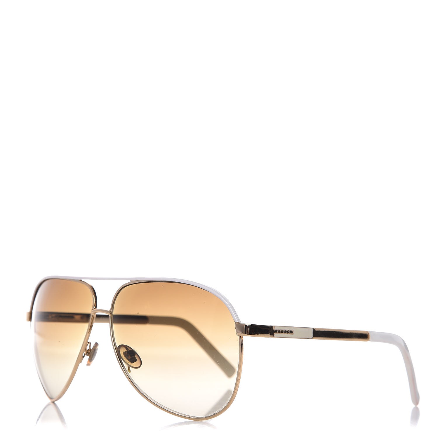 gucci white and gold aviator sunglasses
