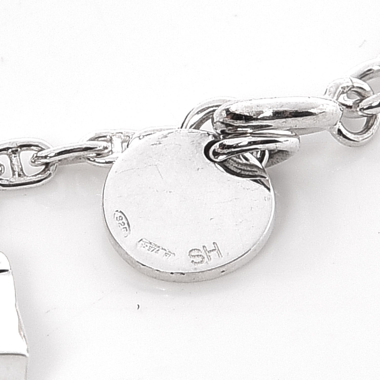 HERMES Sterling Silver Mini Birkin Amulette Bracelet SH 334854