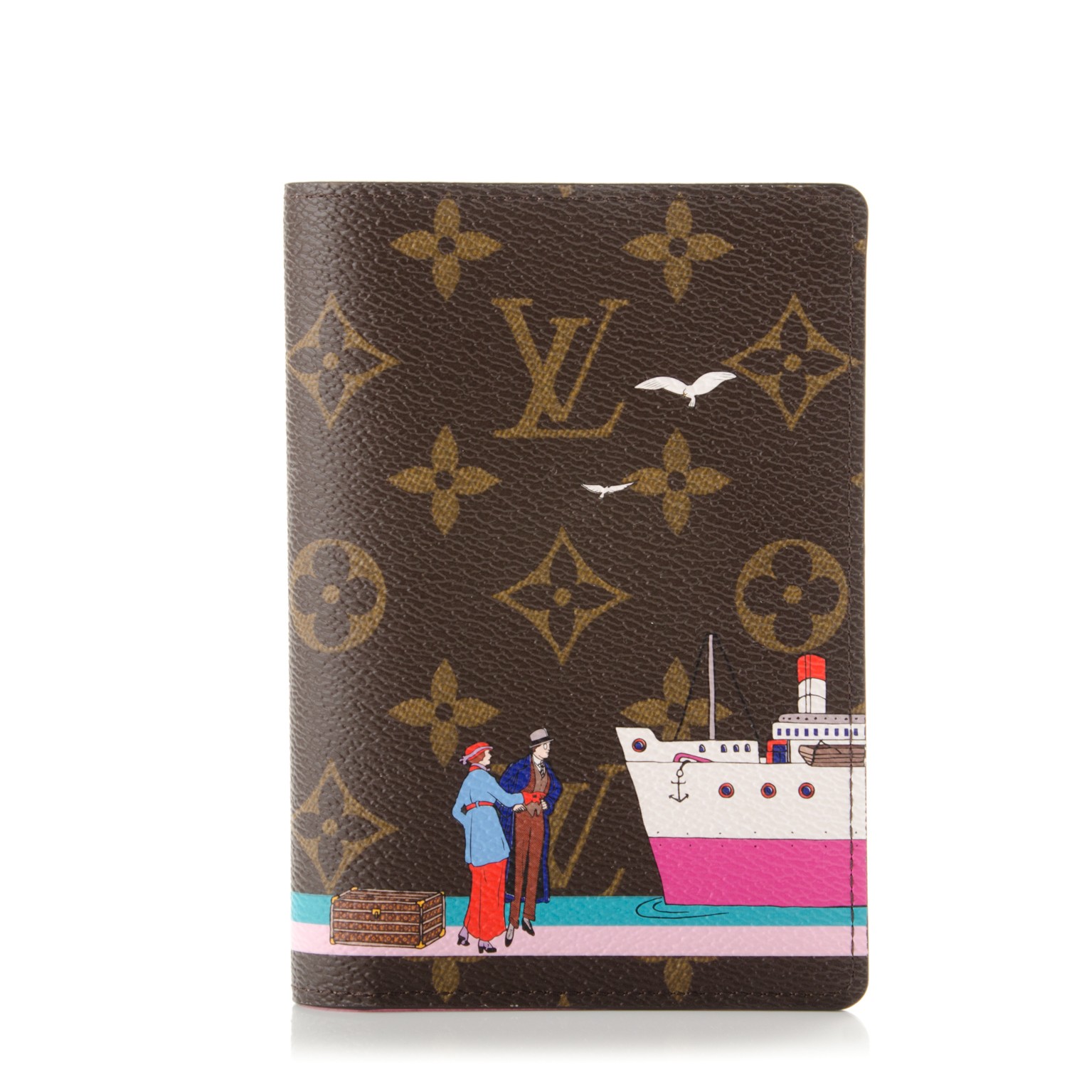 LOUIS VUITTON Monogram Illustre Transatlantic Passport Cover Rose Ballerine 179038