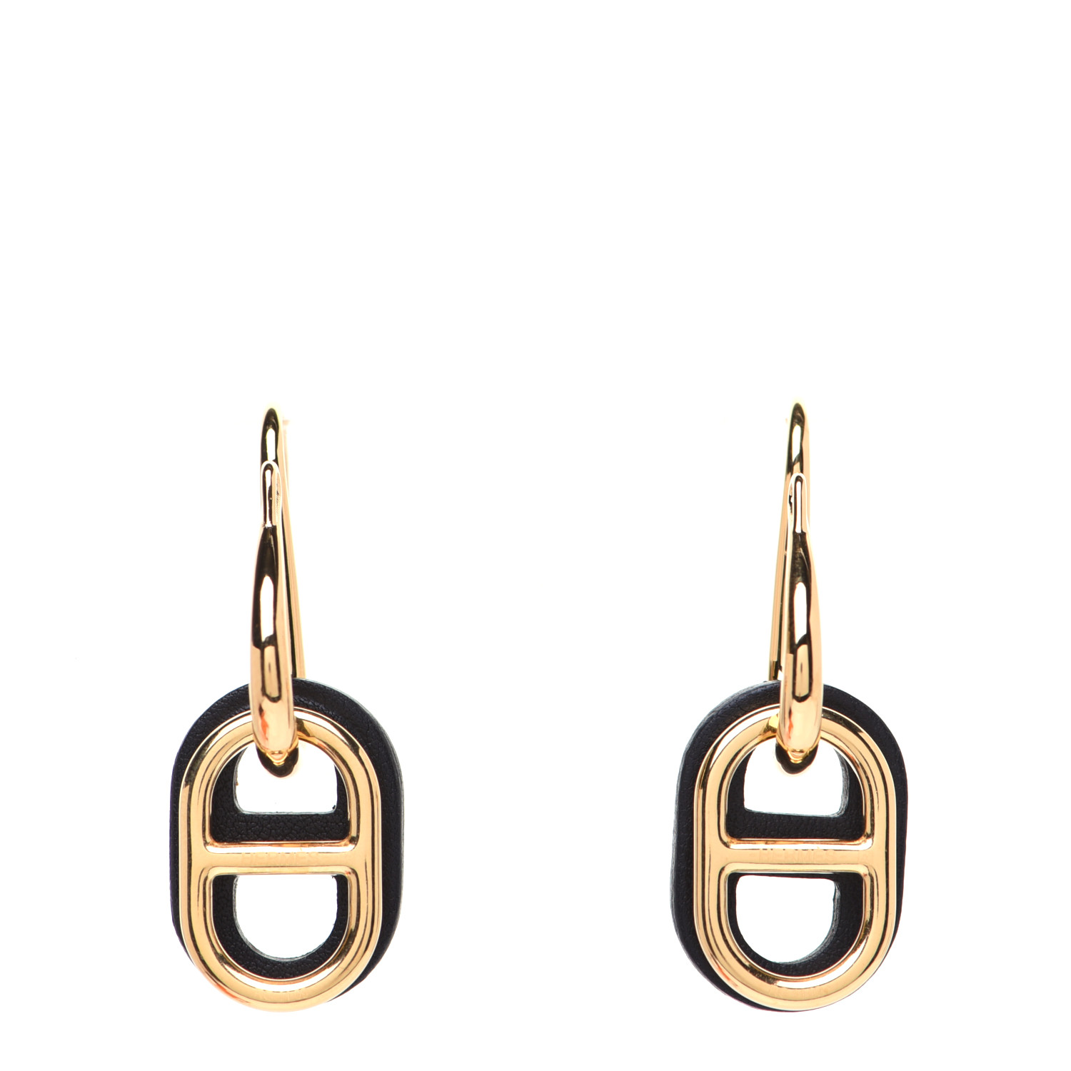 HERMES Swift O'Maillon Earrings Black 678115 | FASHIONPHILE
