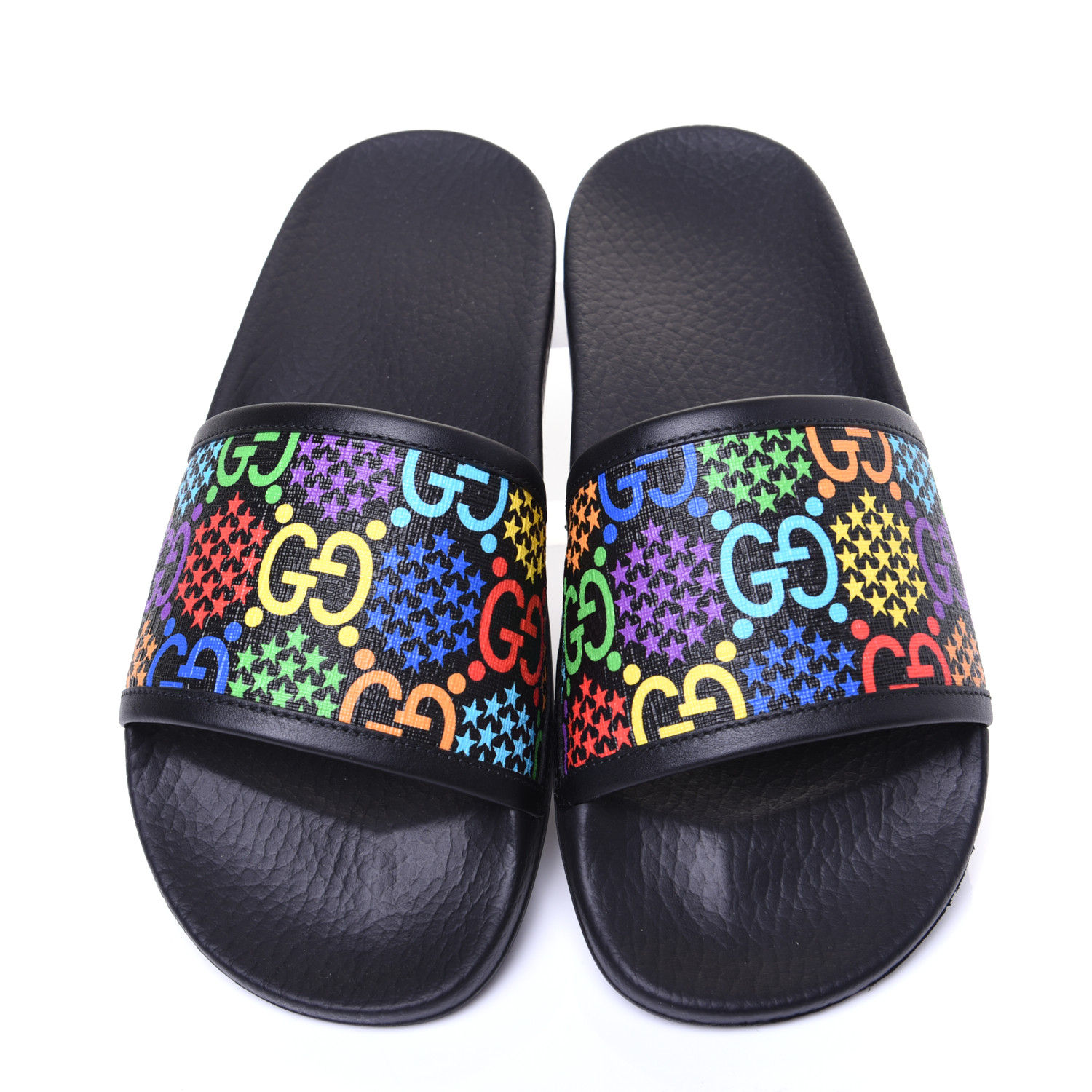 GUCCI GG Supreme Monogram Psychedelic Slide Sandals 36 Black Multicolor ...