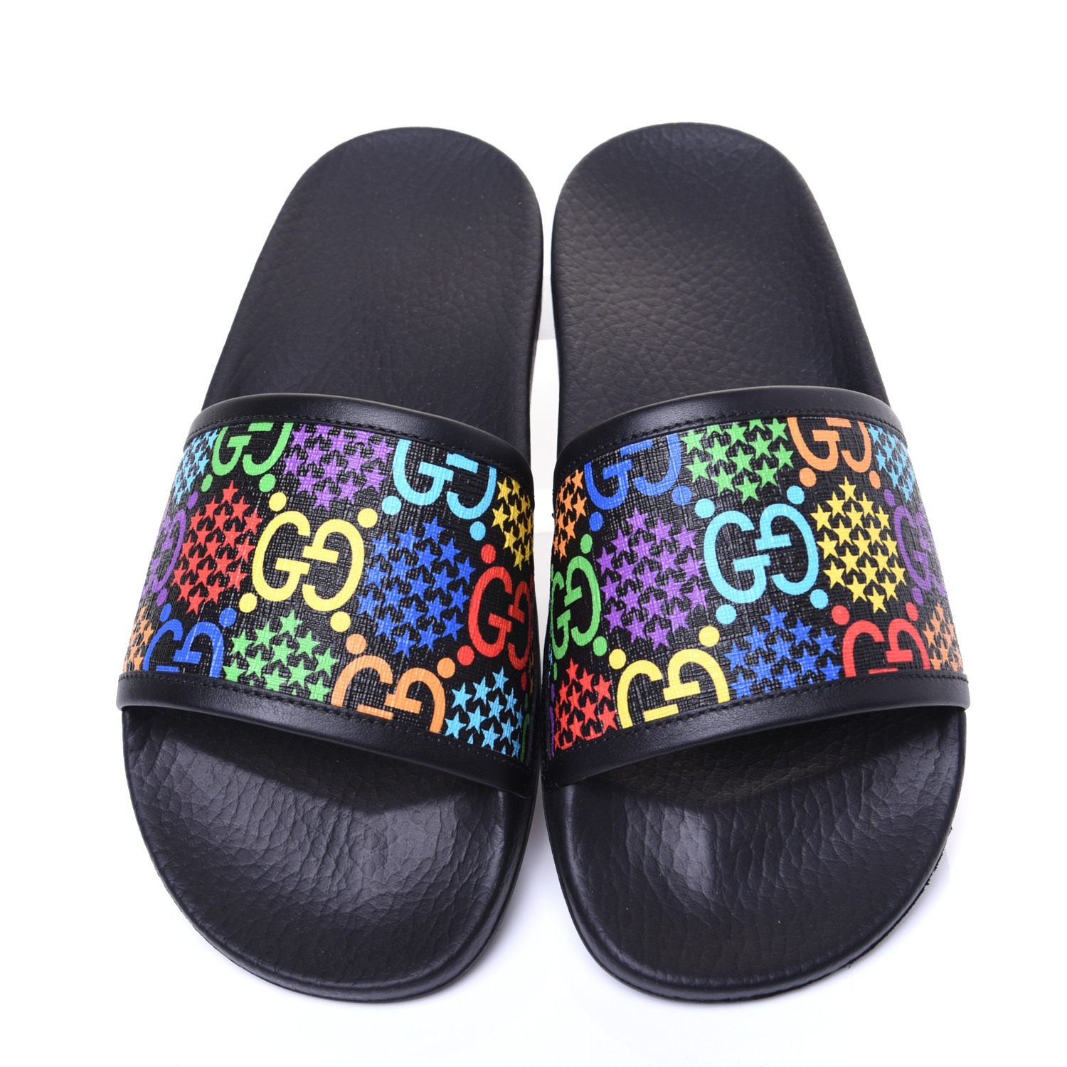 GUCCI GG Supreme Monogram Psychedelic Slide Sandals 36 Black Multicolor