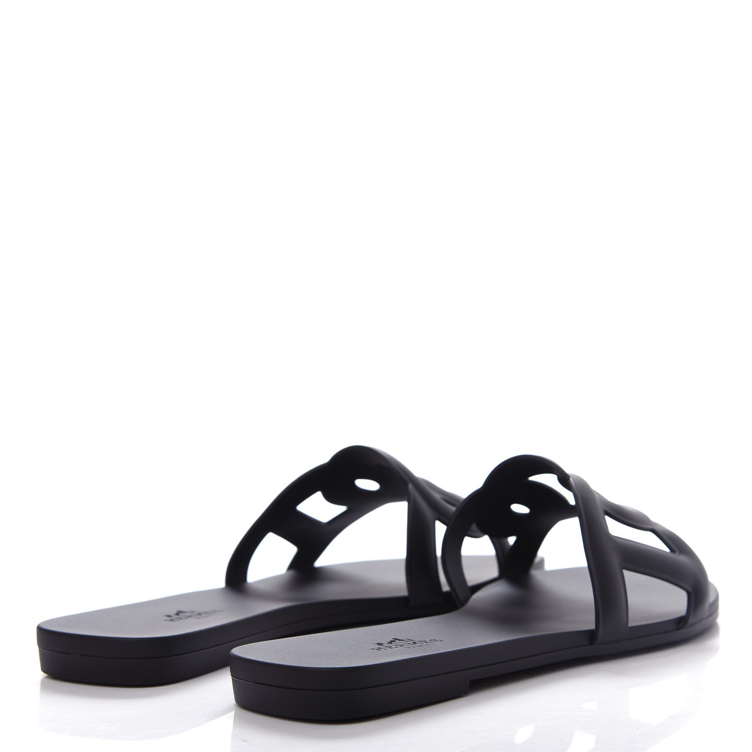 HERMES Rubber Aloha Sandals 37 Black 694169 | FASHIONPHILE
