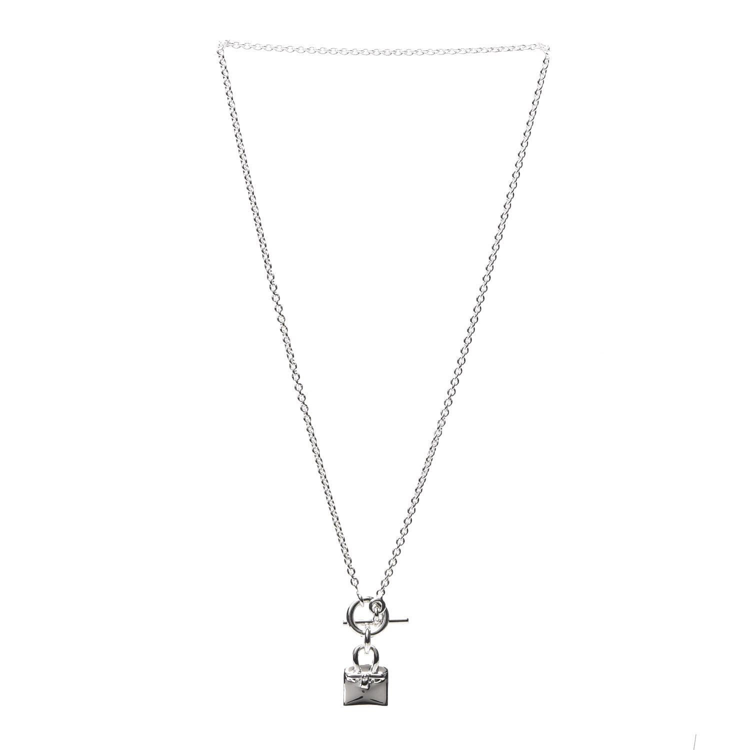 HERMES Sterling Silver Birkin Amulette Pendant Necklace 574391