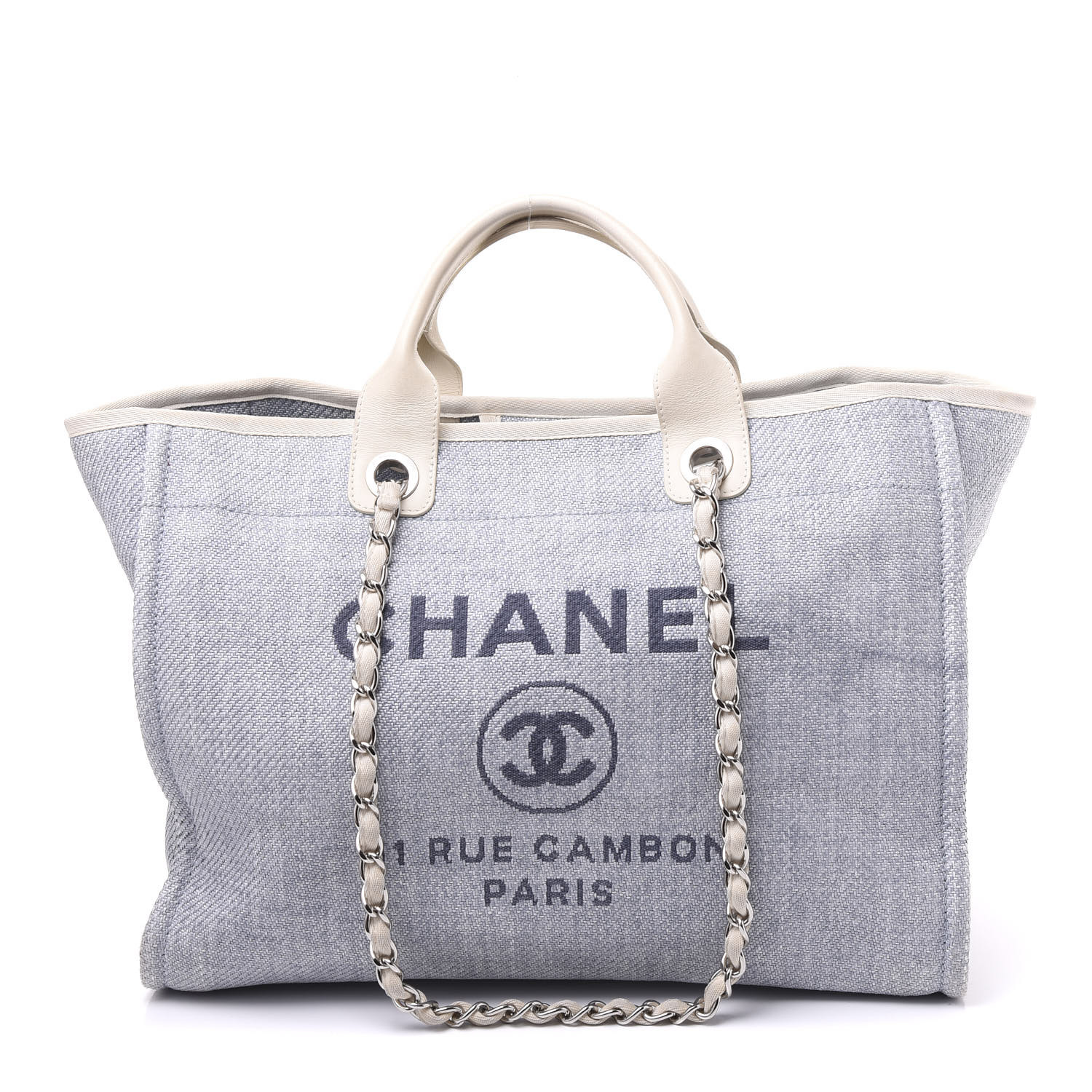 CHANEL Canvas Medium Deauville Tote Light Blue 580162