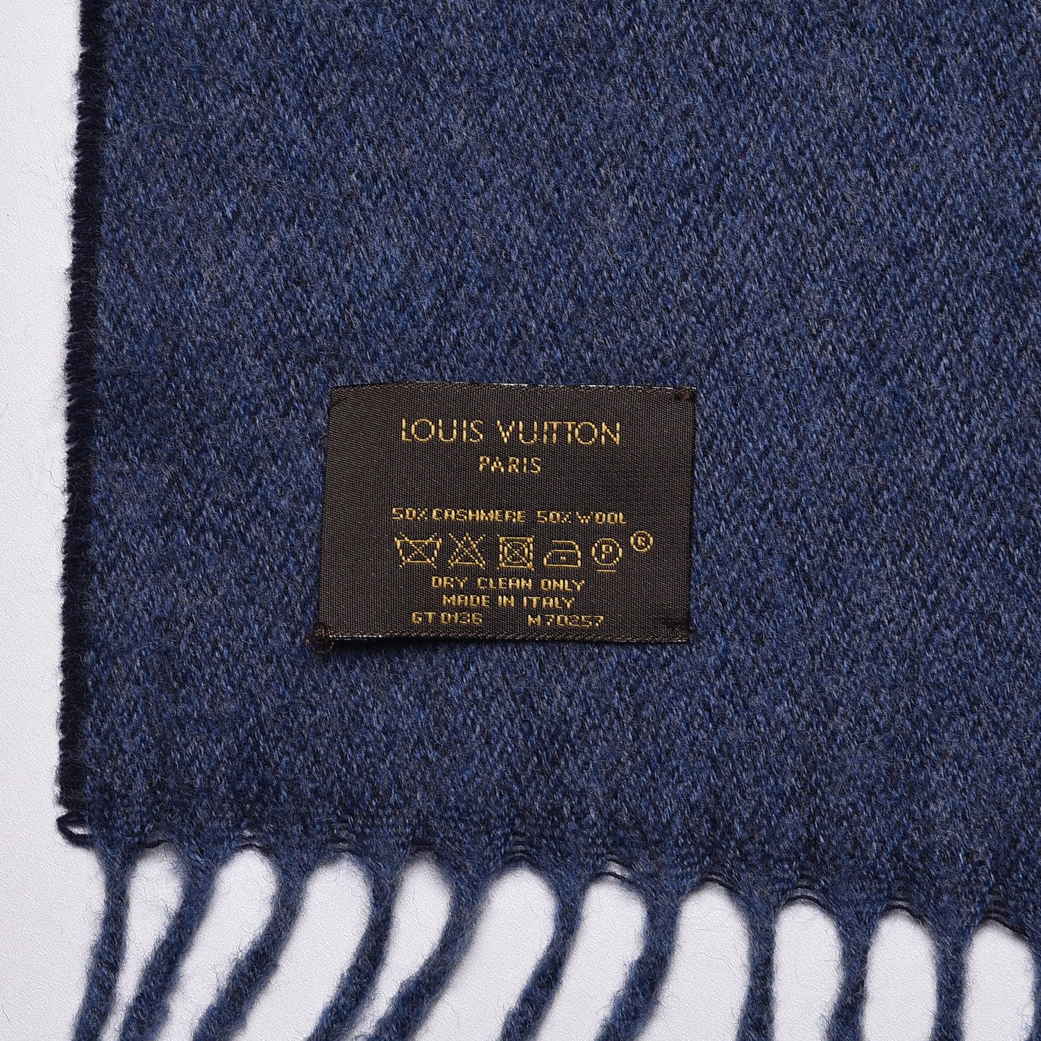 LOUIS VUITTON Cashmere Wool Monogram Gradient Scarf Navy Blue 338986