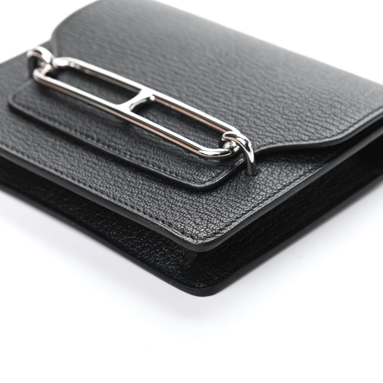 HERMES Chevre Mysore Roulis Slim Wallet Black 763036 | FASHIONPHILE