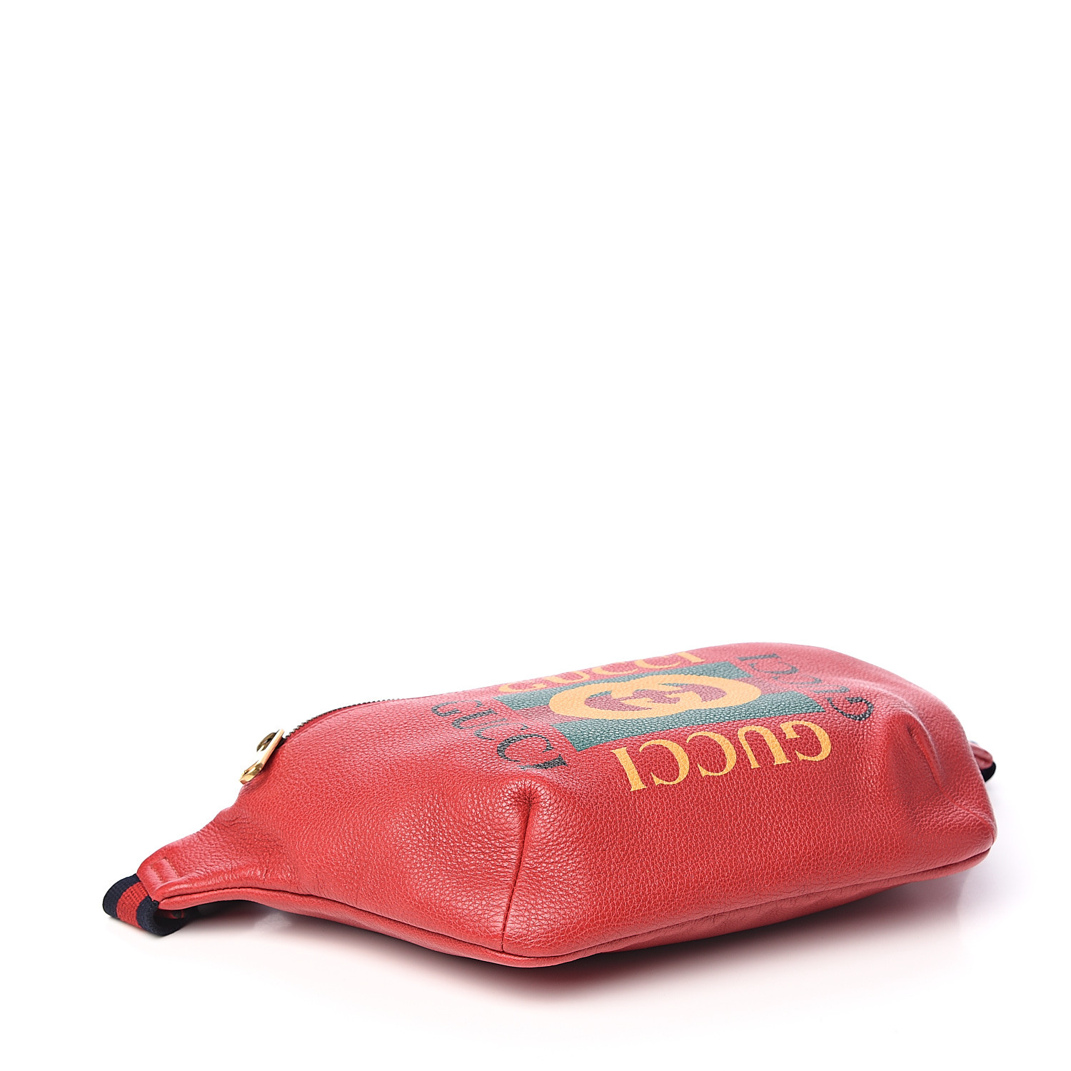 GUCCI Grained Calfskin Gucci Print Belt Bag Hibiscus Red 550552