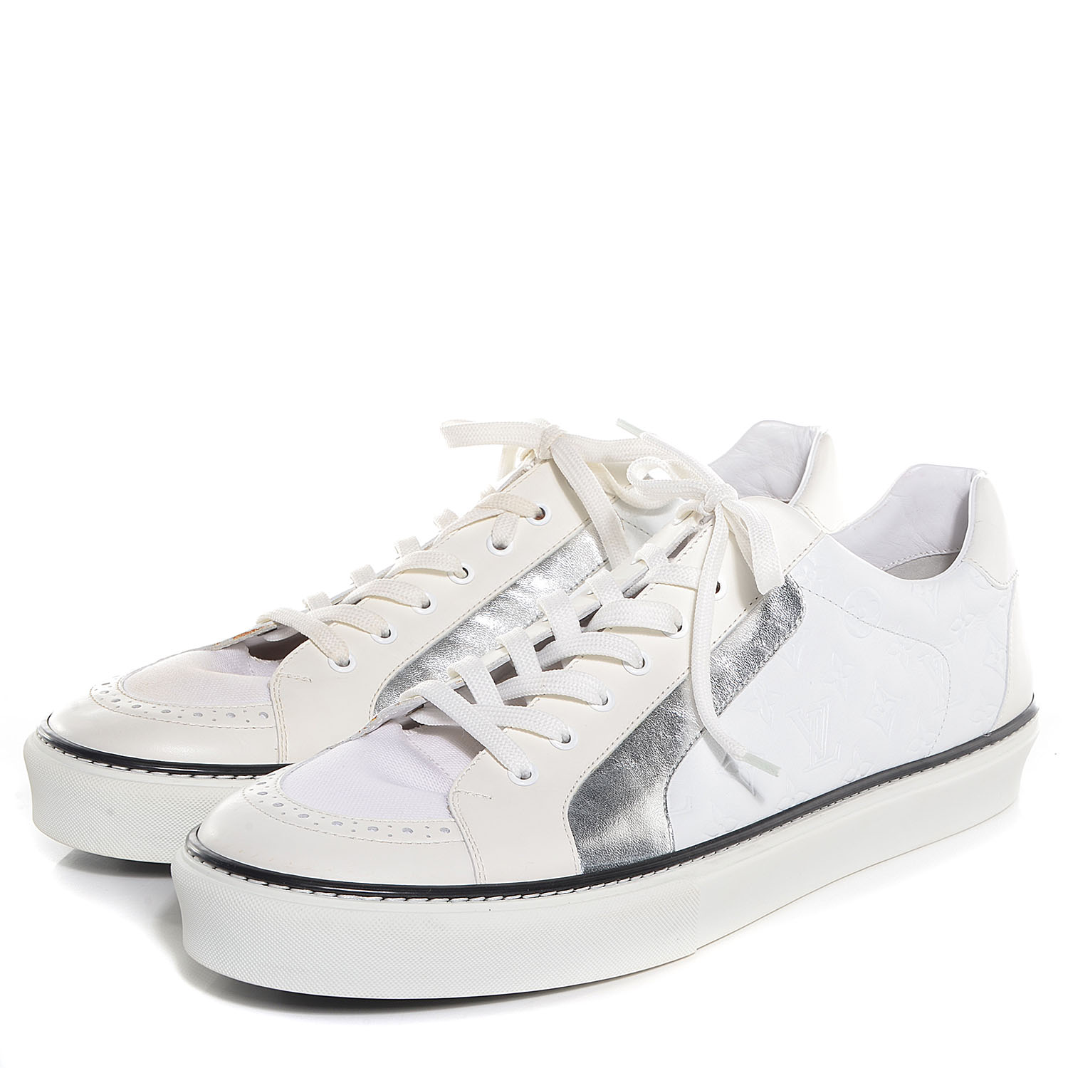 LOUIS VUITTON Mens Monogram Street Sneaker White Silver 10 83157