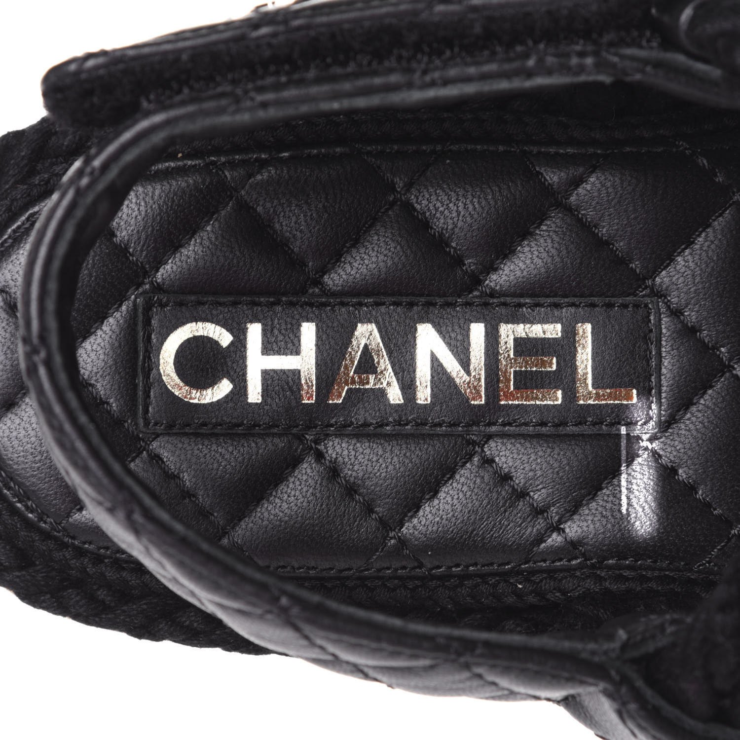 chanel cord and lambskin sandals black