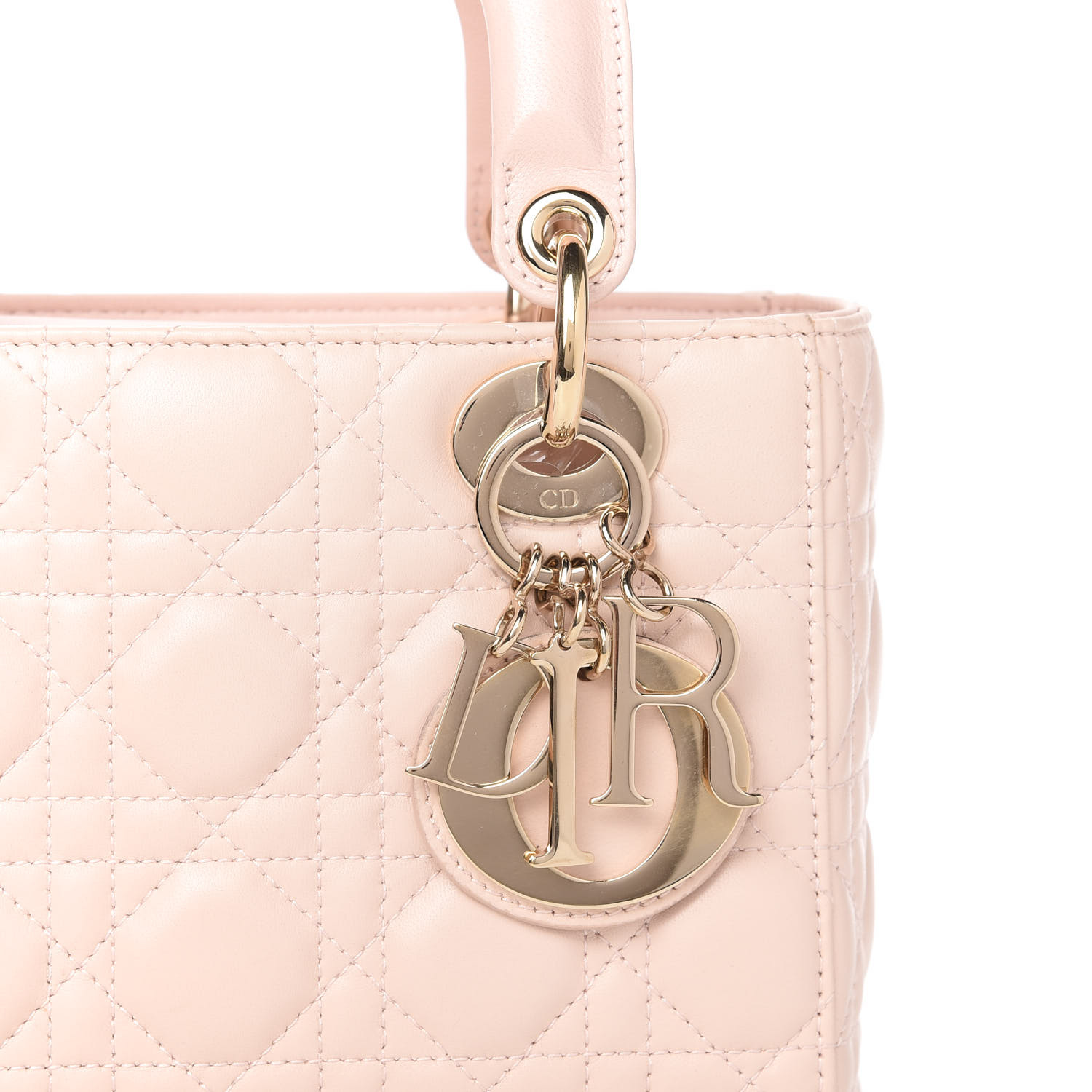 CHRISTIAN DIOR Lambskin Cannage Small Lucky Badges My Lady Dior Pink ...