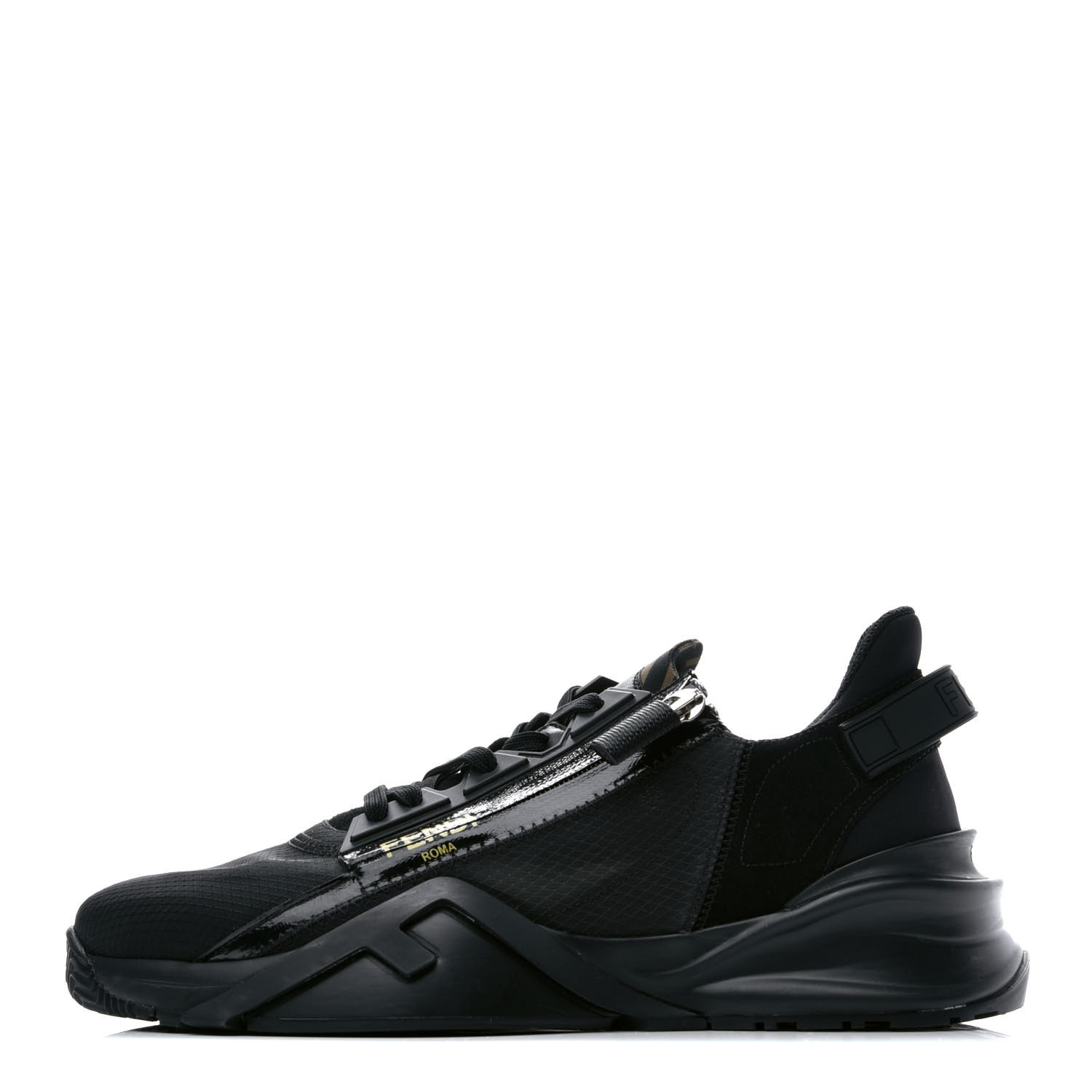 FENDI Nylon Fendi Flow Low Top Sneakers 8 Black 781050 | FASHIONPHILE