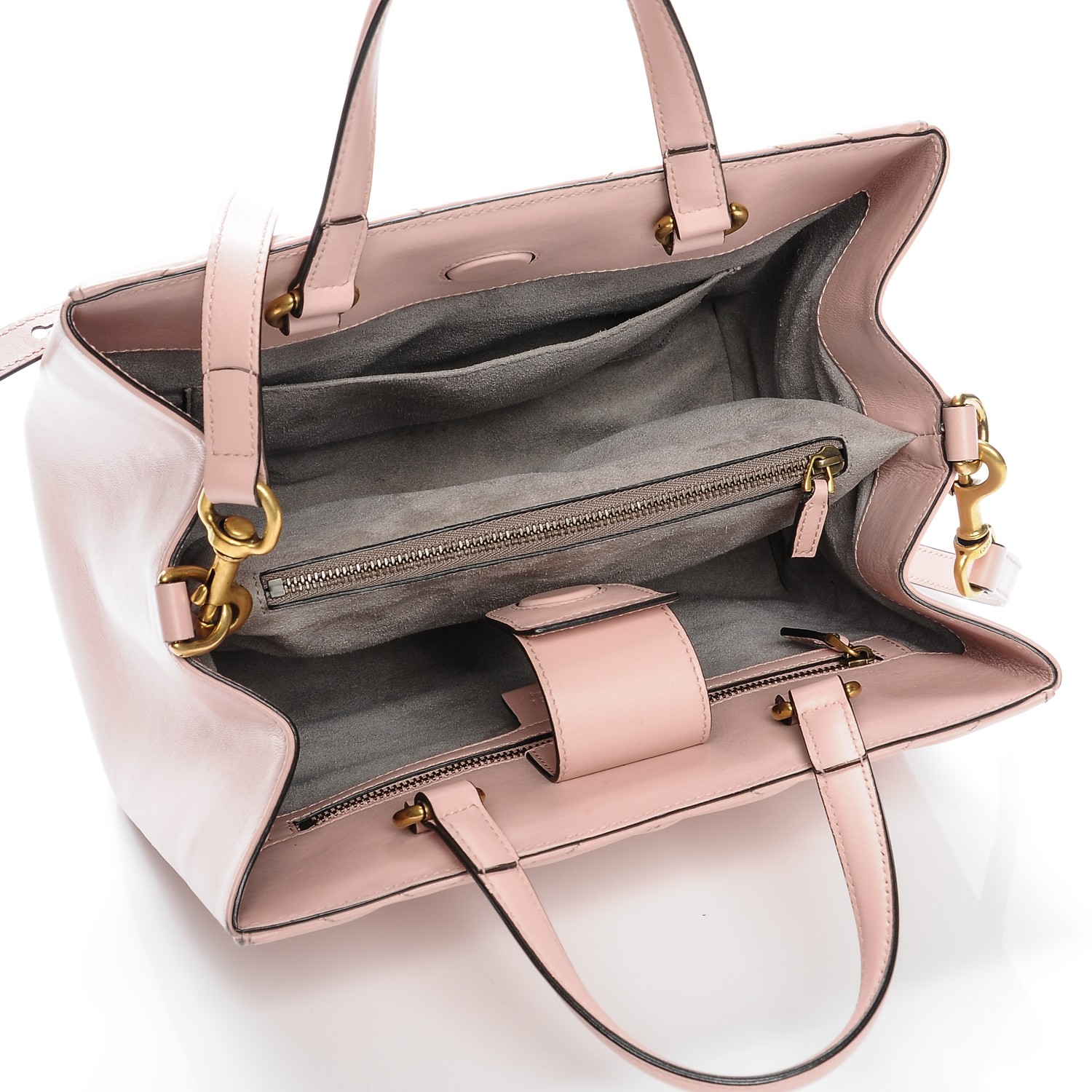 GUCCI Calfskin Matelasse Small GG Marmont Top Handle Bag Pink 196753