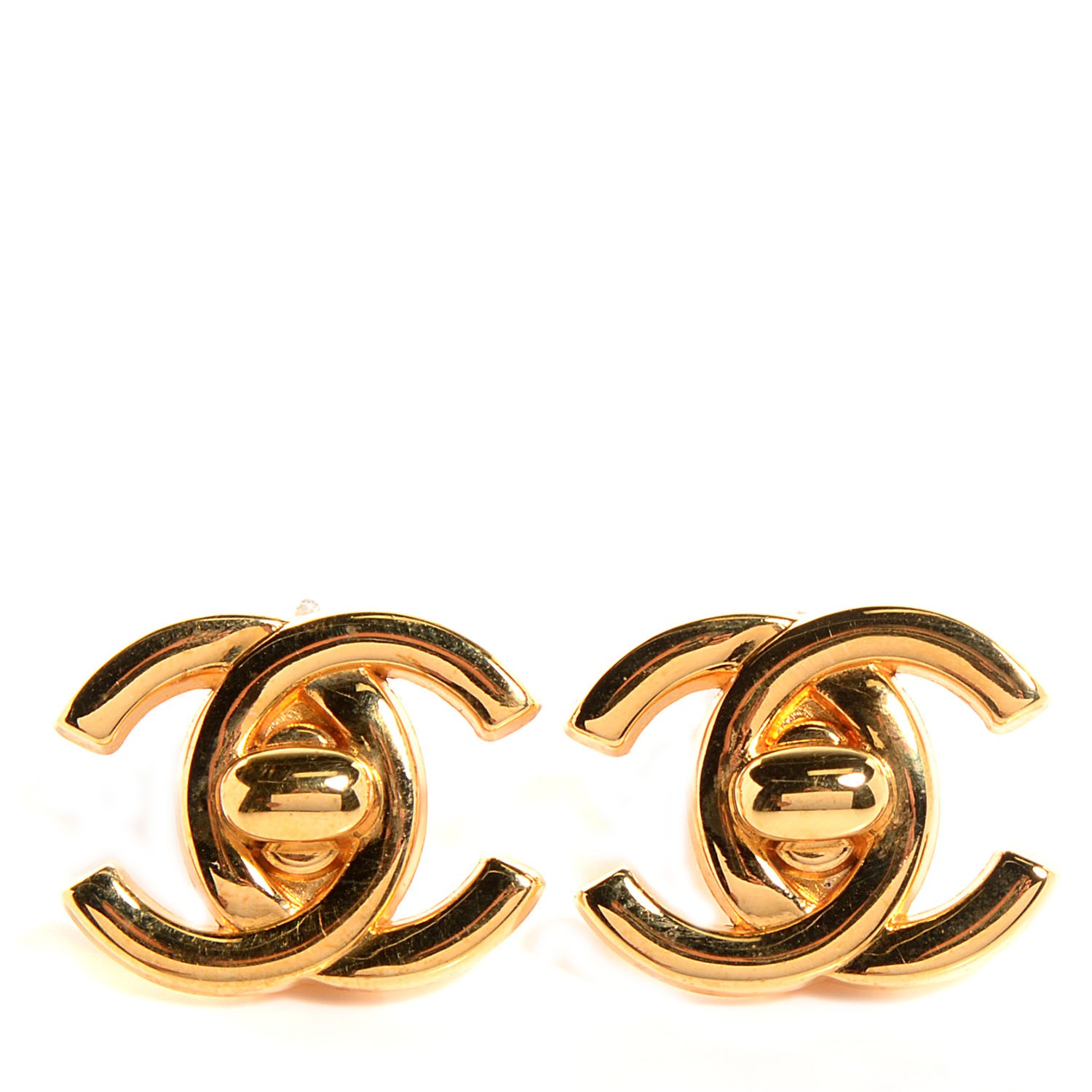 CHANEL CC Turnlock Clip On Earrings Gold 91634