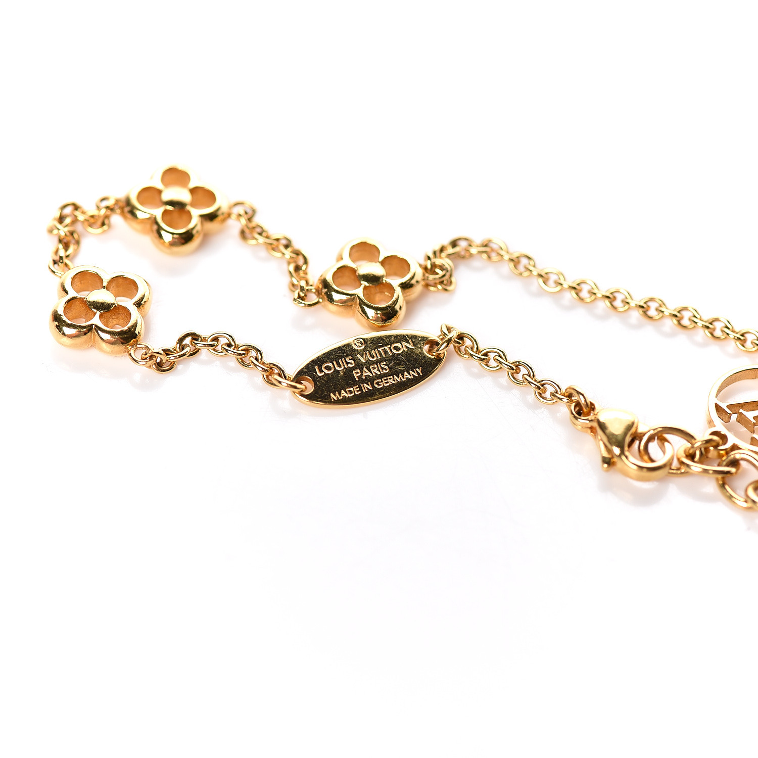 LOUIS VUITTON Brass Flower Full Bracelet Gold 496980