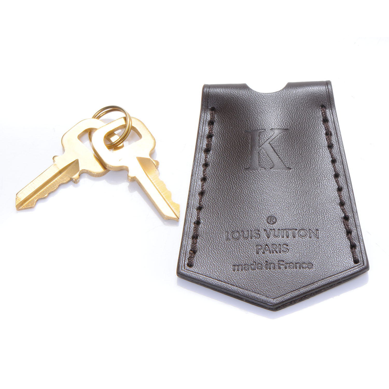 LOUIS VUITTON Leather Clochette Key Bell Holder LV K Initial Monogram 50716