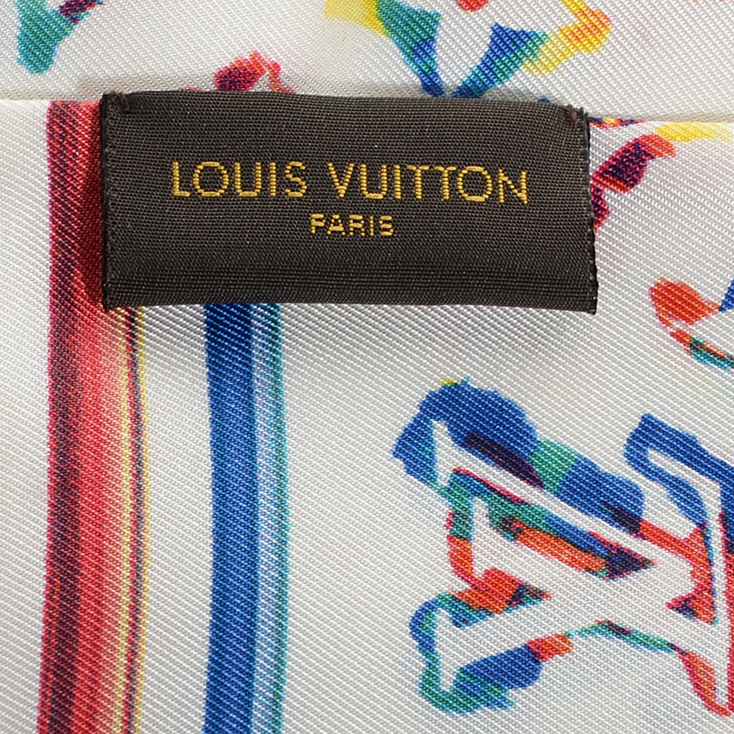 LOUIS VUITTON Silk Monogram Rainbow Bandeau White 93612