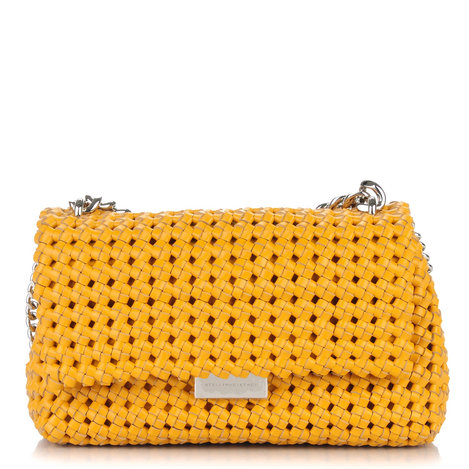 Stella Mccartney Faux Leather Woven Bex Shoulder Bag Yellow Stella Mccartney Faux Leather Woven Bex Shoulder Bag Yellow