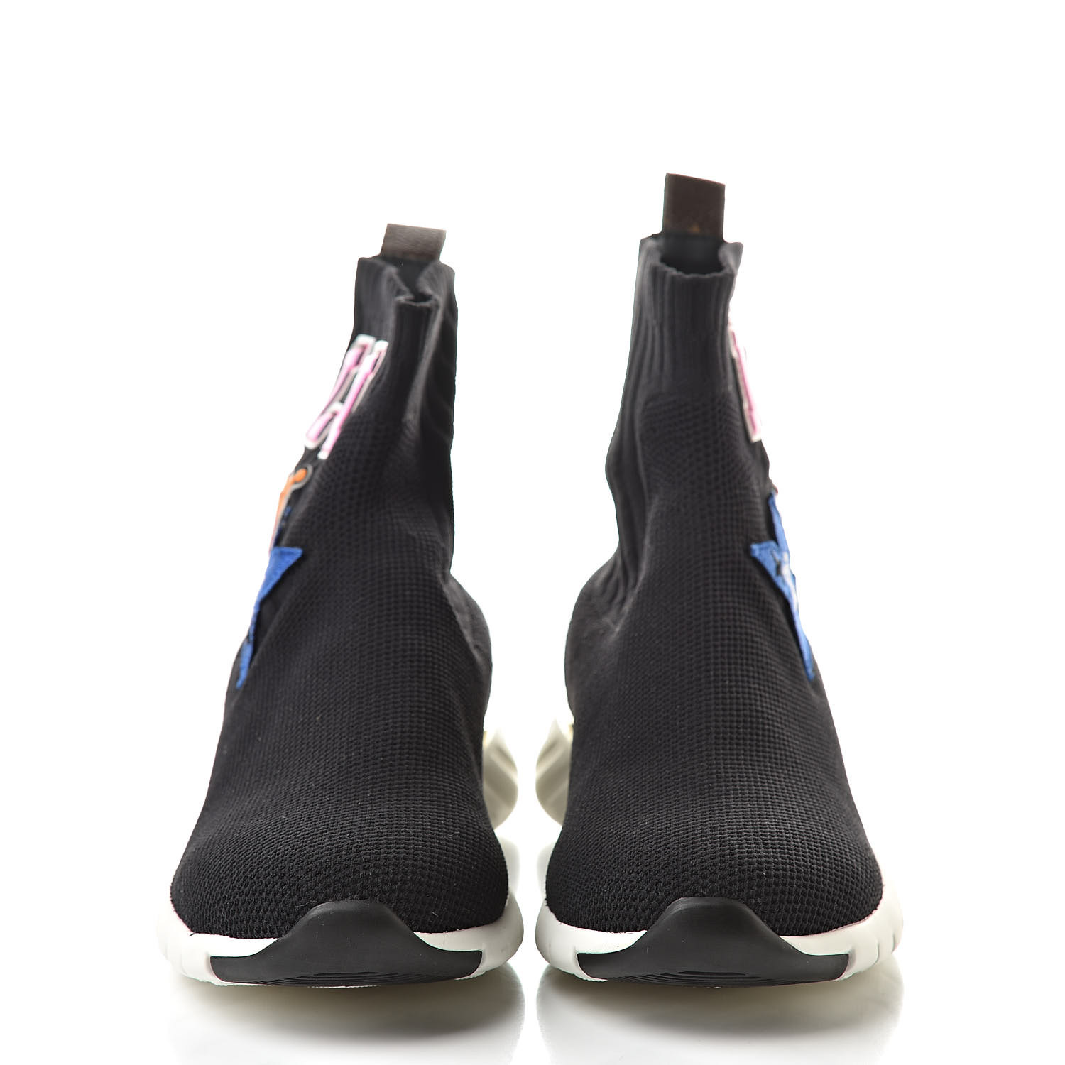 LOUIS VUITTON Stretch Fabric LV Black Heart Sock Sneaker 36.5 Black 517412