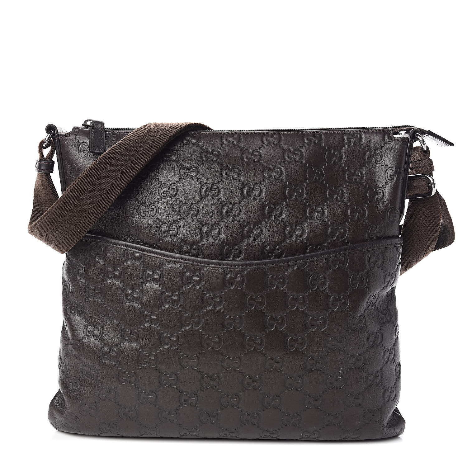 GUCCI Guccissima Crossbody Messenger Bag Dark Brown 517992