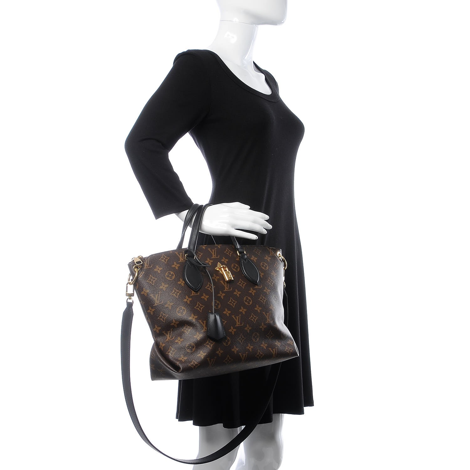 LOUIS VUITTON Monogram Flower Zipped Tote MM Black 341024