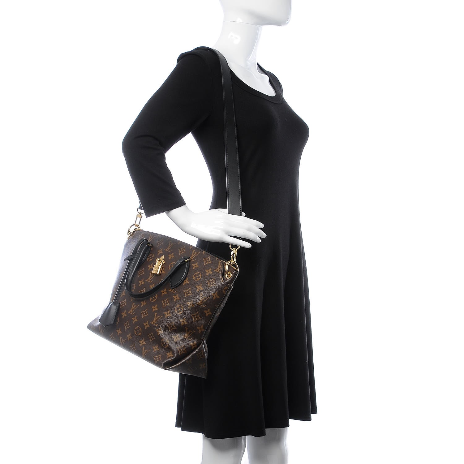 LOUIS VUITTON Monogram Flower Zipped Tote MM Black 341024