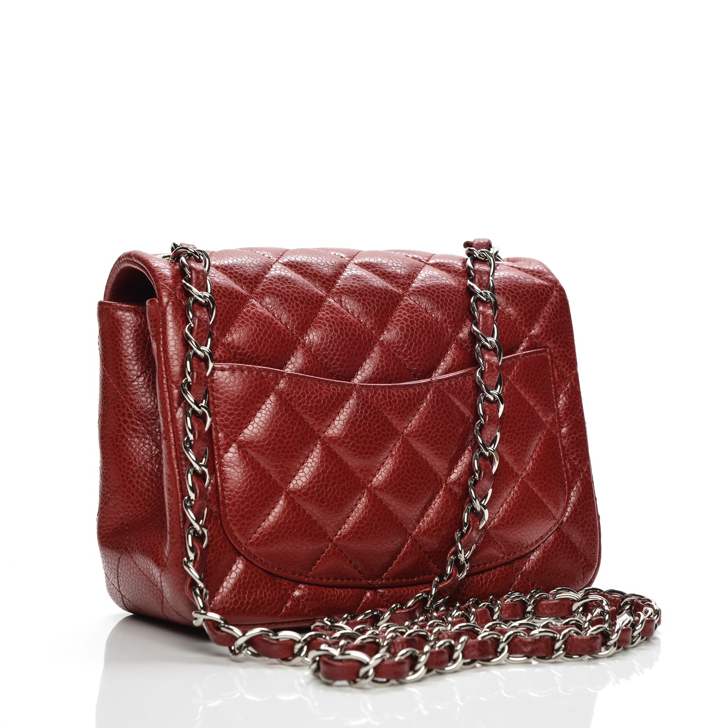 CHANEL Caviar Quilted Mini Square Flap Dark Red 198912