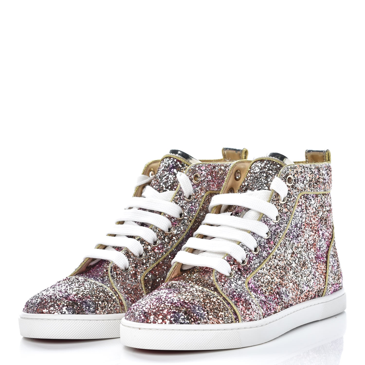 CHRISTIAN LOUBOUTIN Bip Bip Glitter Womens Disco Ball Flat Sneakers 35. ...