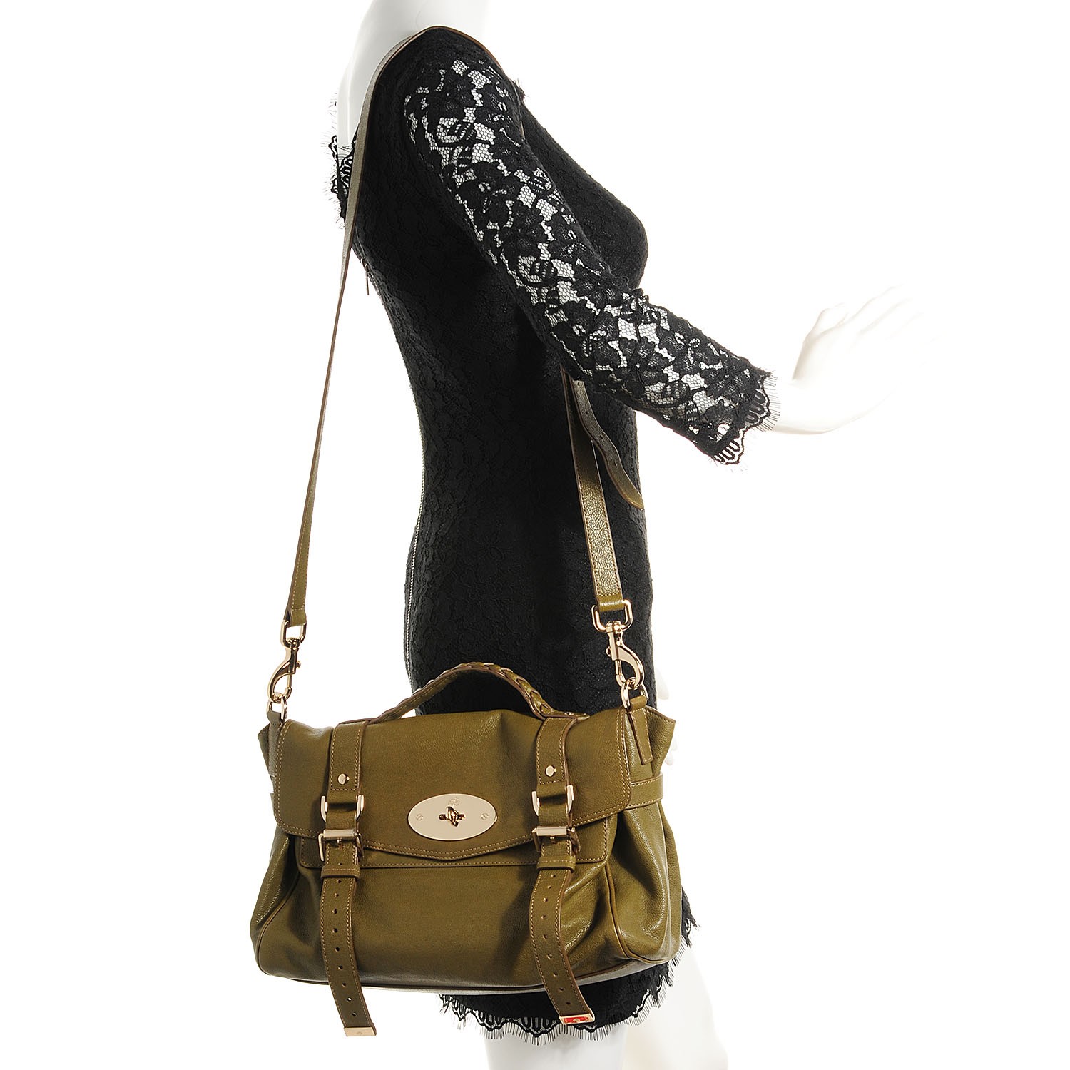 Mulberry Polished Buffalo Alexa Satchel Pickle Green 902 Fashionphile