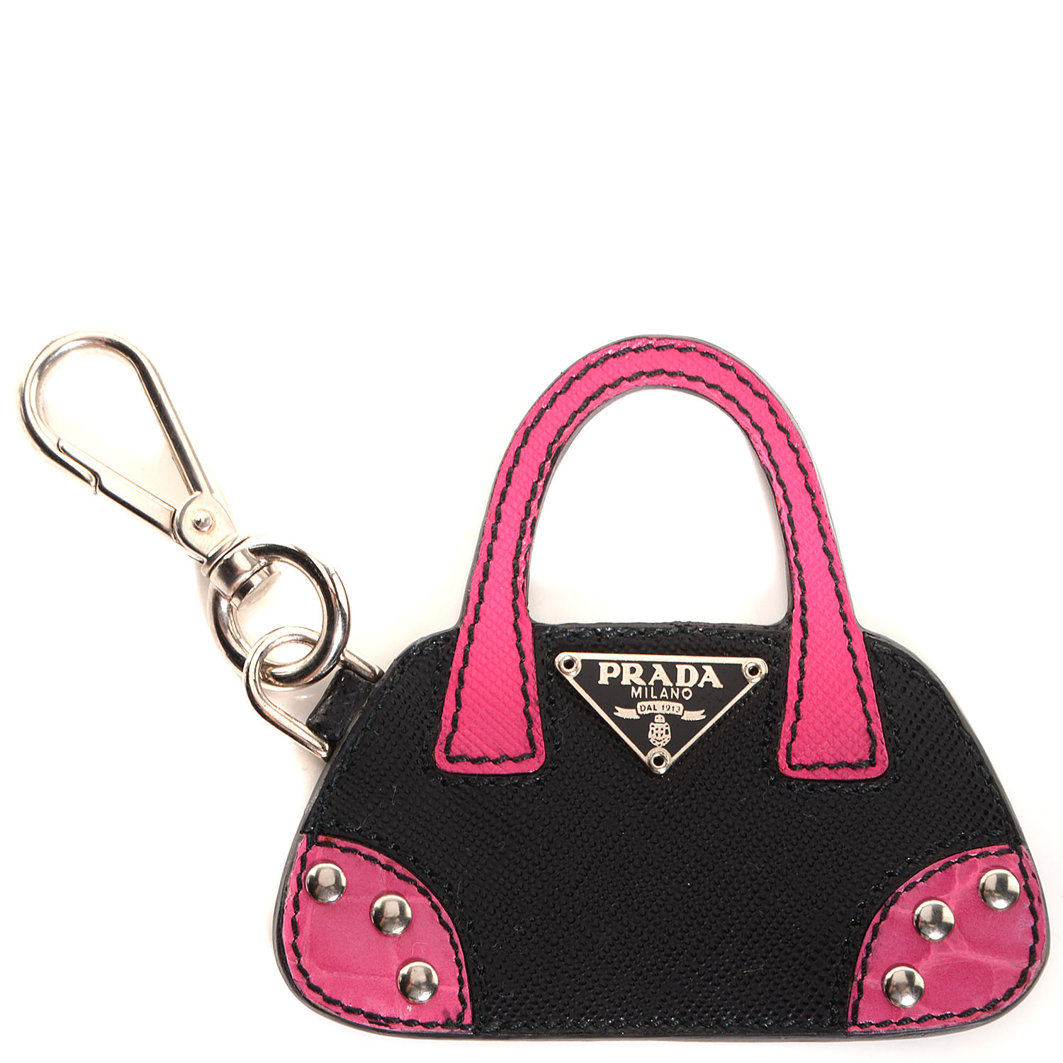 Prada Saffiano Bag Charm Nero Black 90199