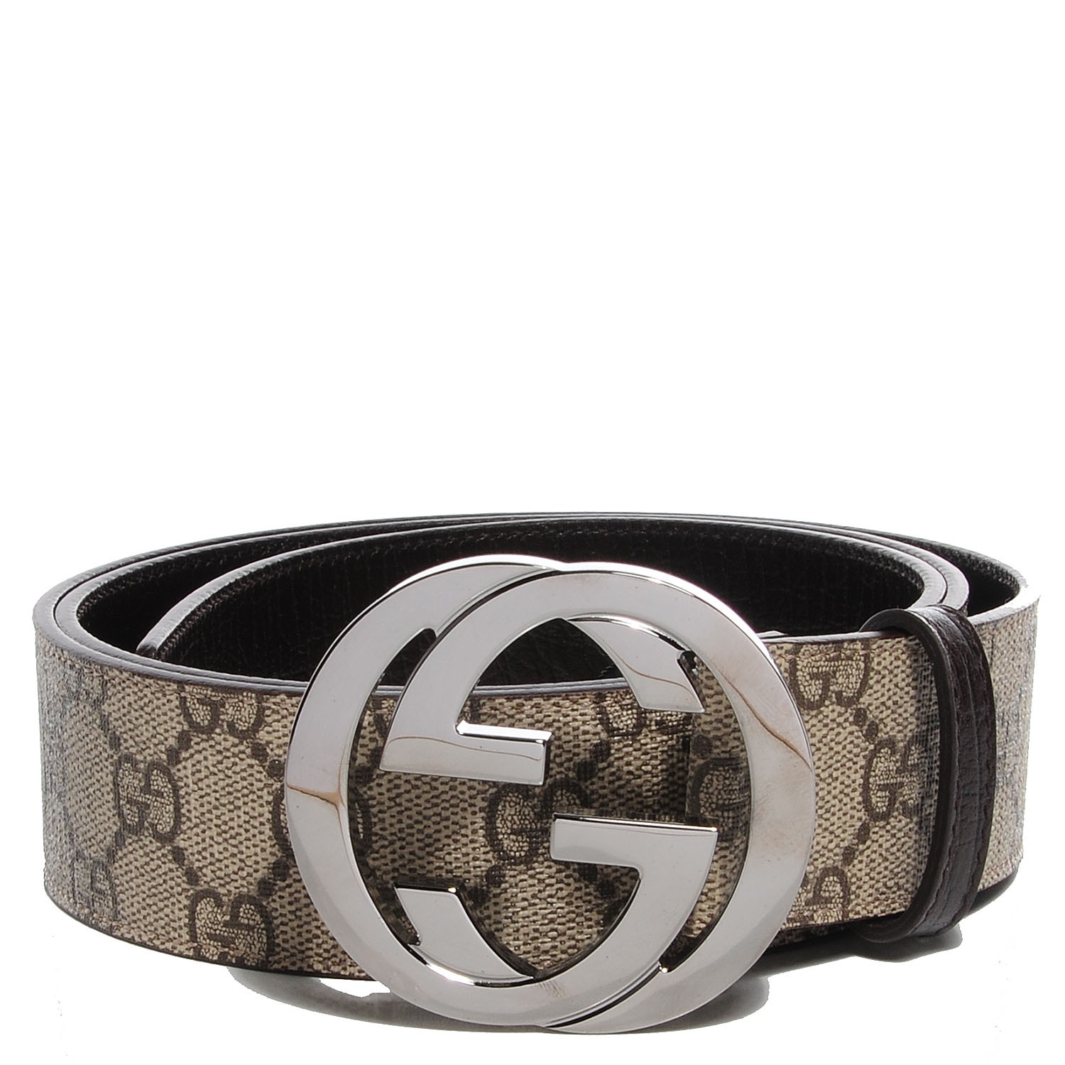 GUCCI GG Plus Monogram Interlocking G Belt 100 40 Brown 95396