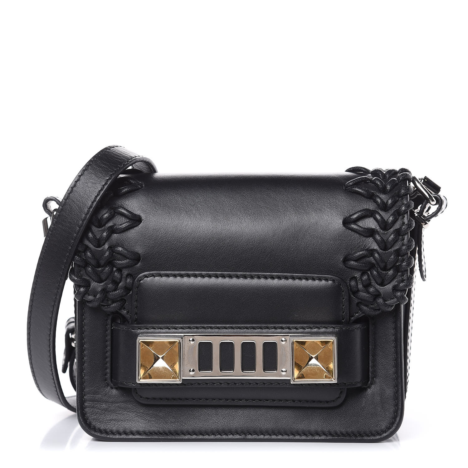 Proenza Schouler Smooth Calfskin Crochet Tiny Ps11 Classic Shoulder Bag Black