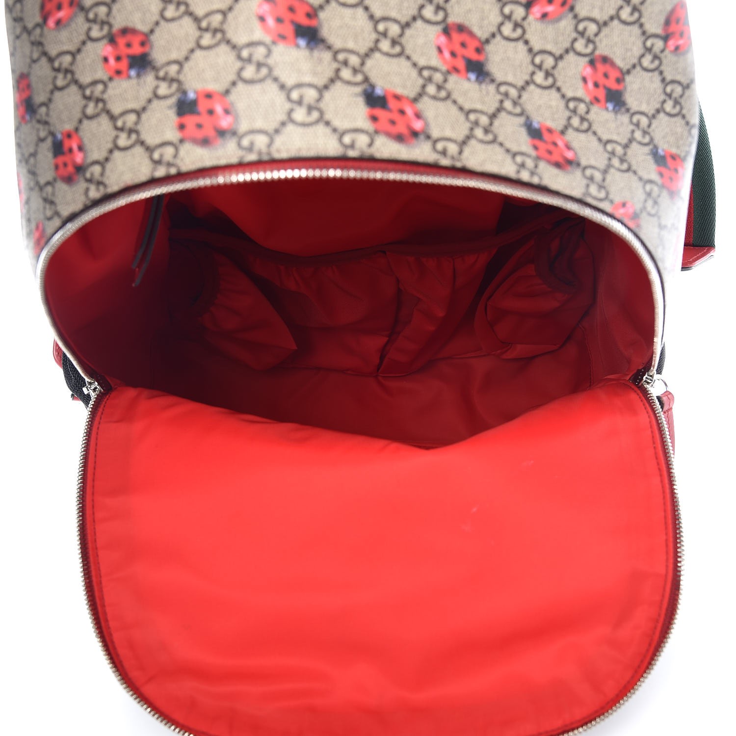 GUCCI GG Supreme Monogram Ladybug Backpack Diaper Bag Red 298154