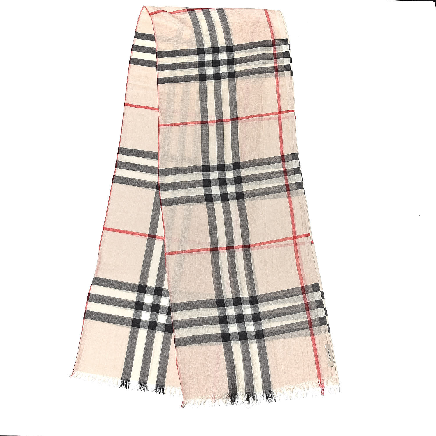 BURBERRY Wool Silk Gauze Giant Check Scarf Trench 516822 | FASHIONPHILE