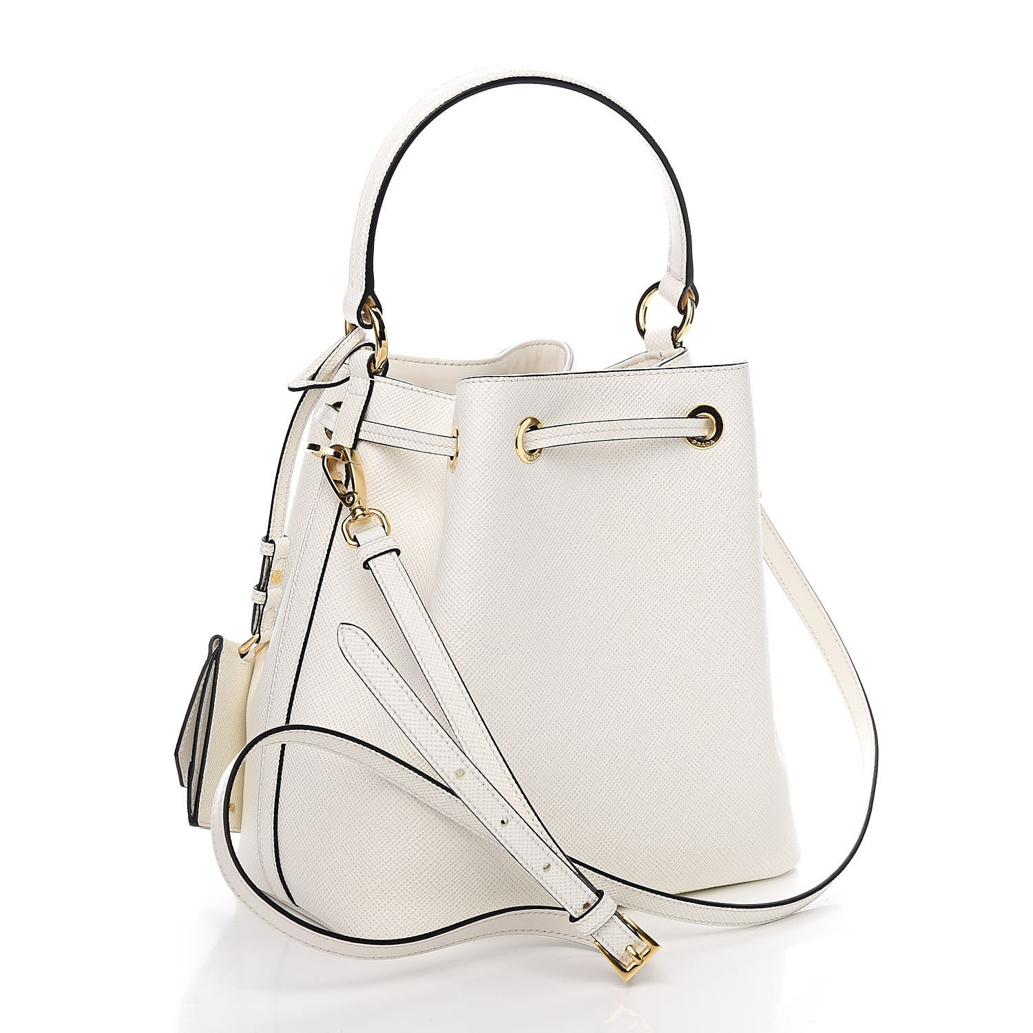 PRADA Saffiano Bucket Bag White 516515