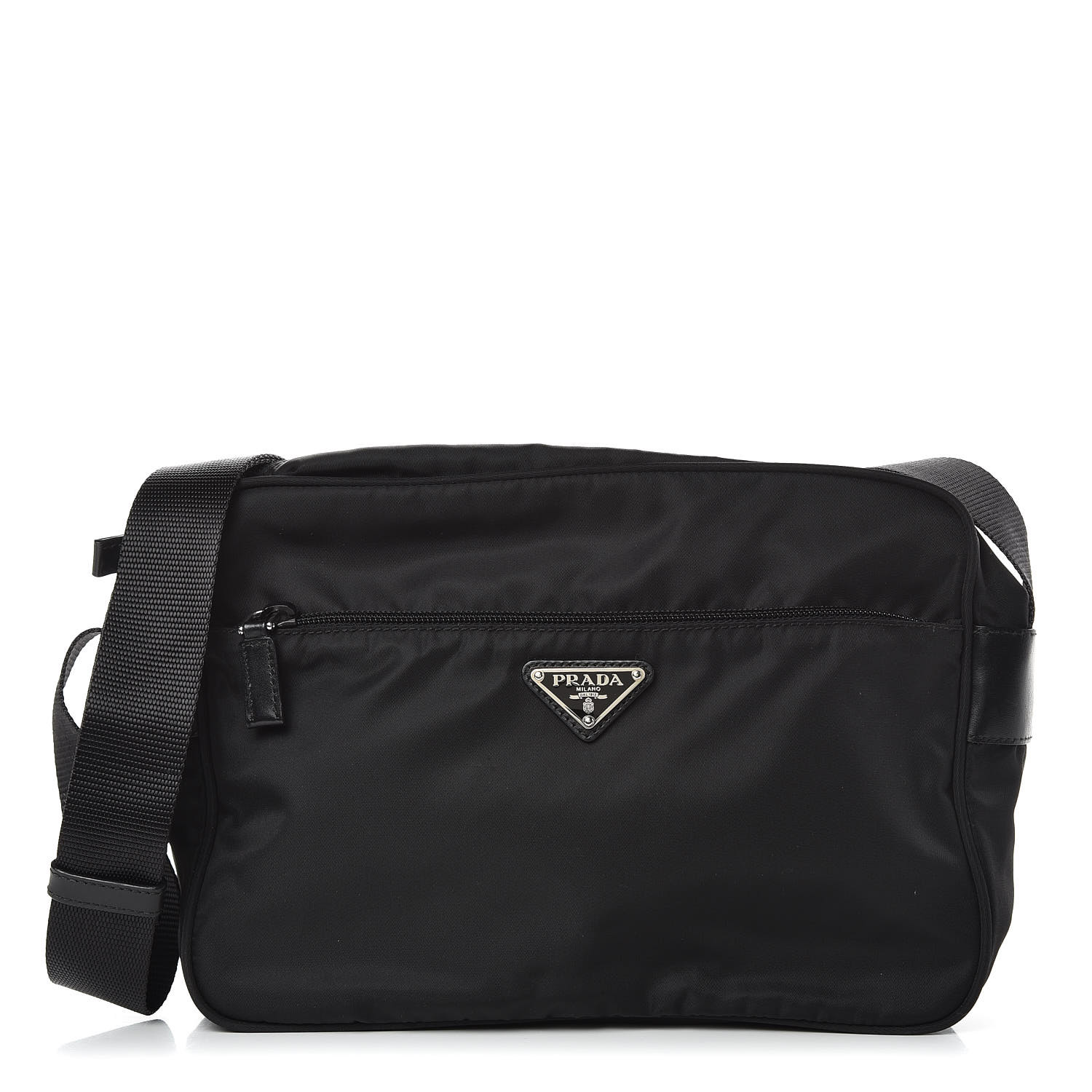 PRADA Nylon Flat Messenger Bag Black 377011 | FASHIONPHILE