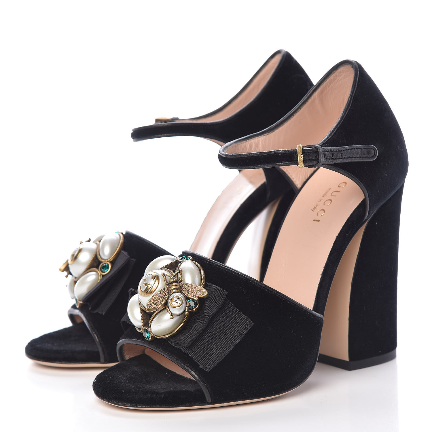gucci velvet sandal with bee