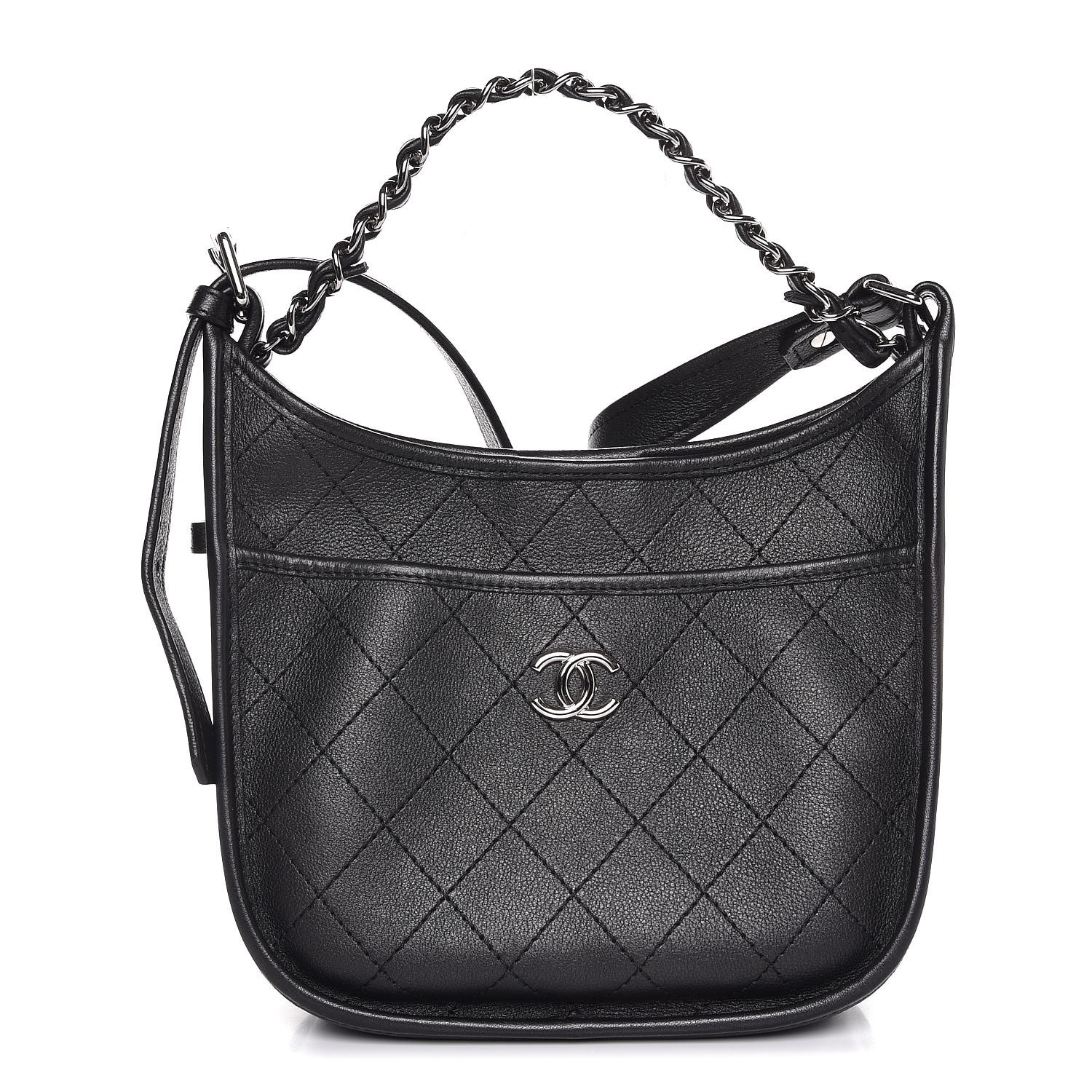 Chanel Calfskin Quilted Jungle Stroll Hobo Bag Black Chanel Calfskin Quilted Jungle Stroll Hobo Bag Black