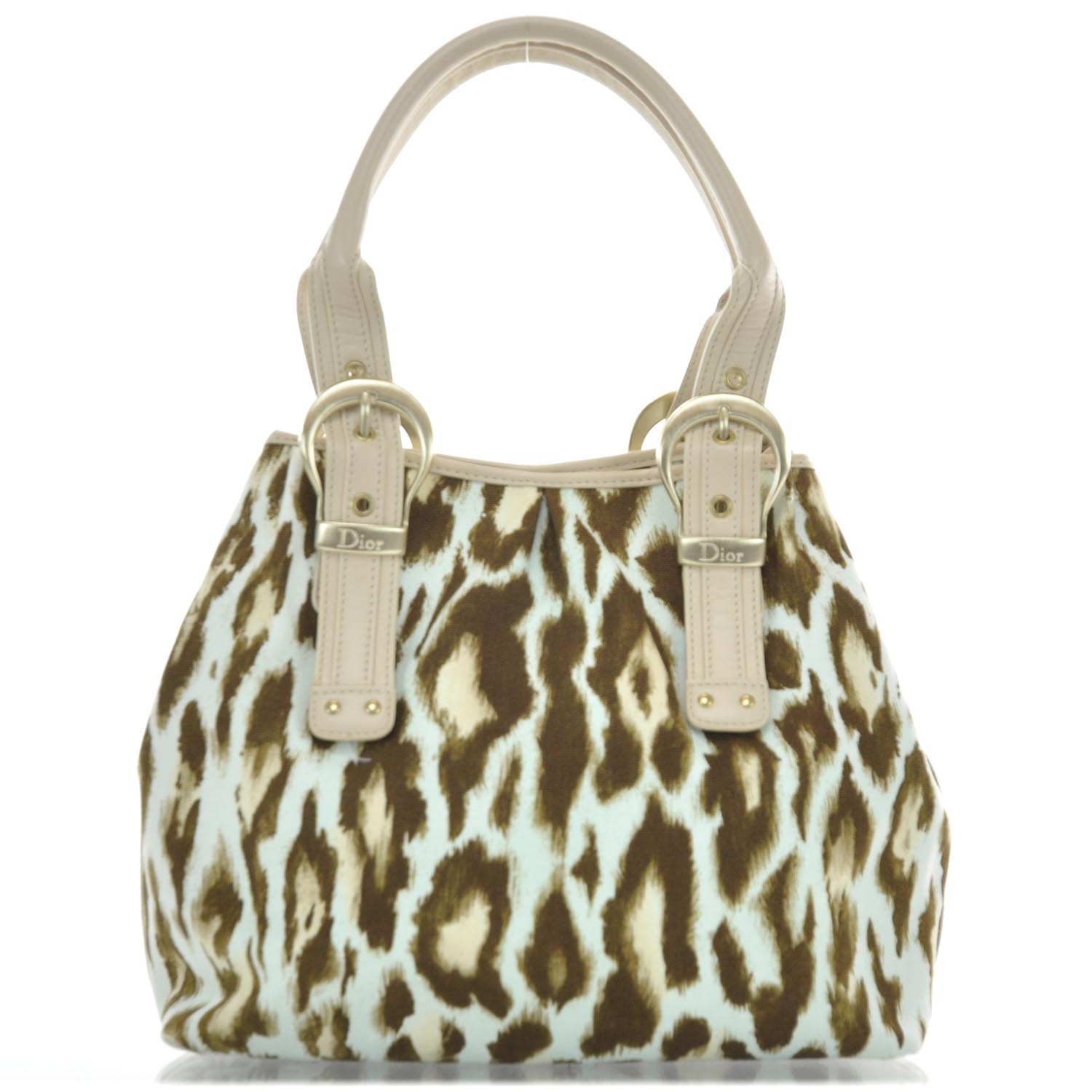 CHRISTIAN DIOR Canvas Leopard Print St Tropez Bag 33834